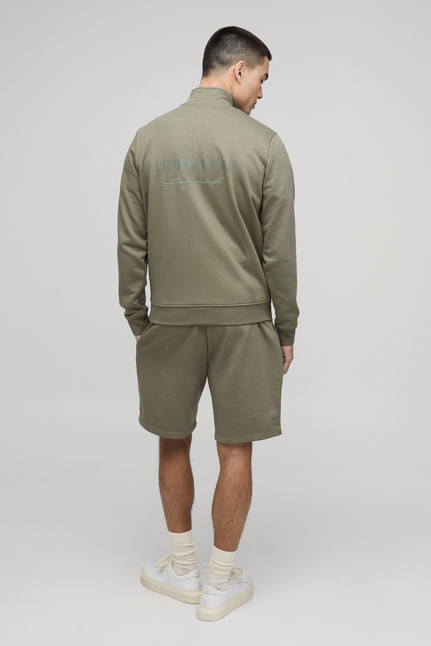 Regular Fit Edizione Heavyweight Zip Funnel Neck Sweatshirt | boohooMAN USA Product Image