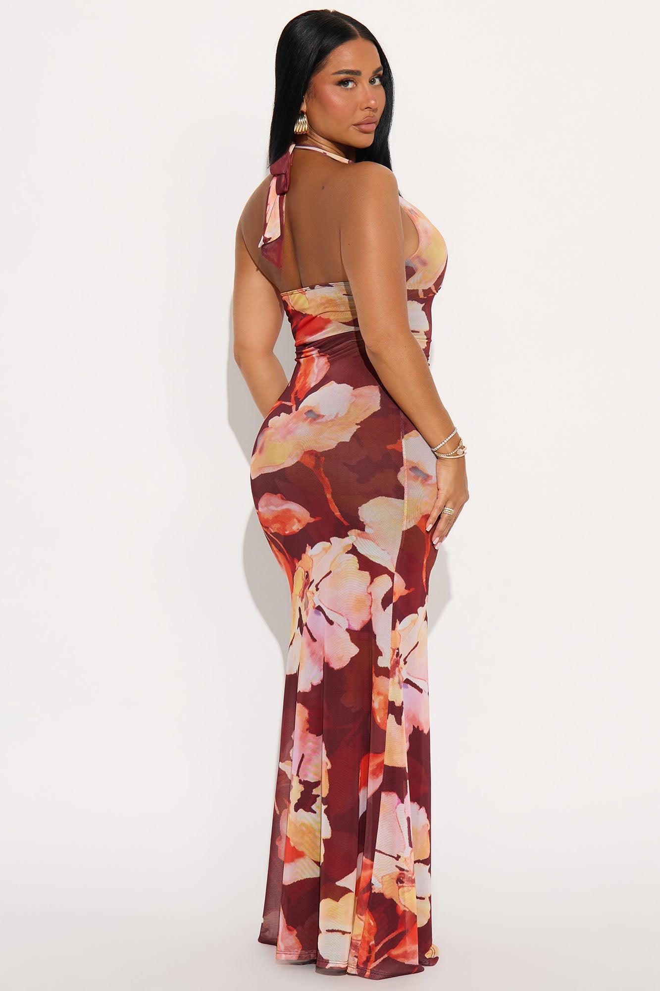 Michelle Mesh Maxi Dress - Brown/combo Female Product Image