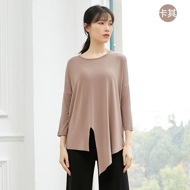 Long-Sleeve Plain Asymmetrical Dance T-Shirt Product Image