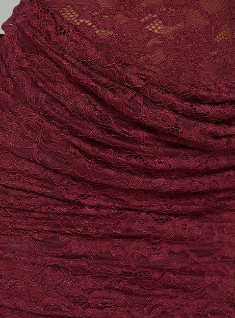 Quinbie Lace Mini Dress Burgundy Product Image