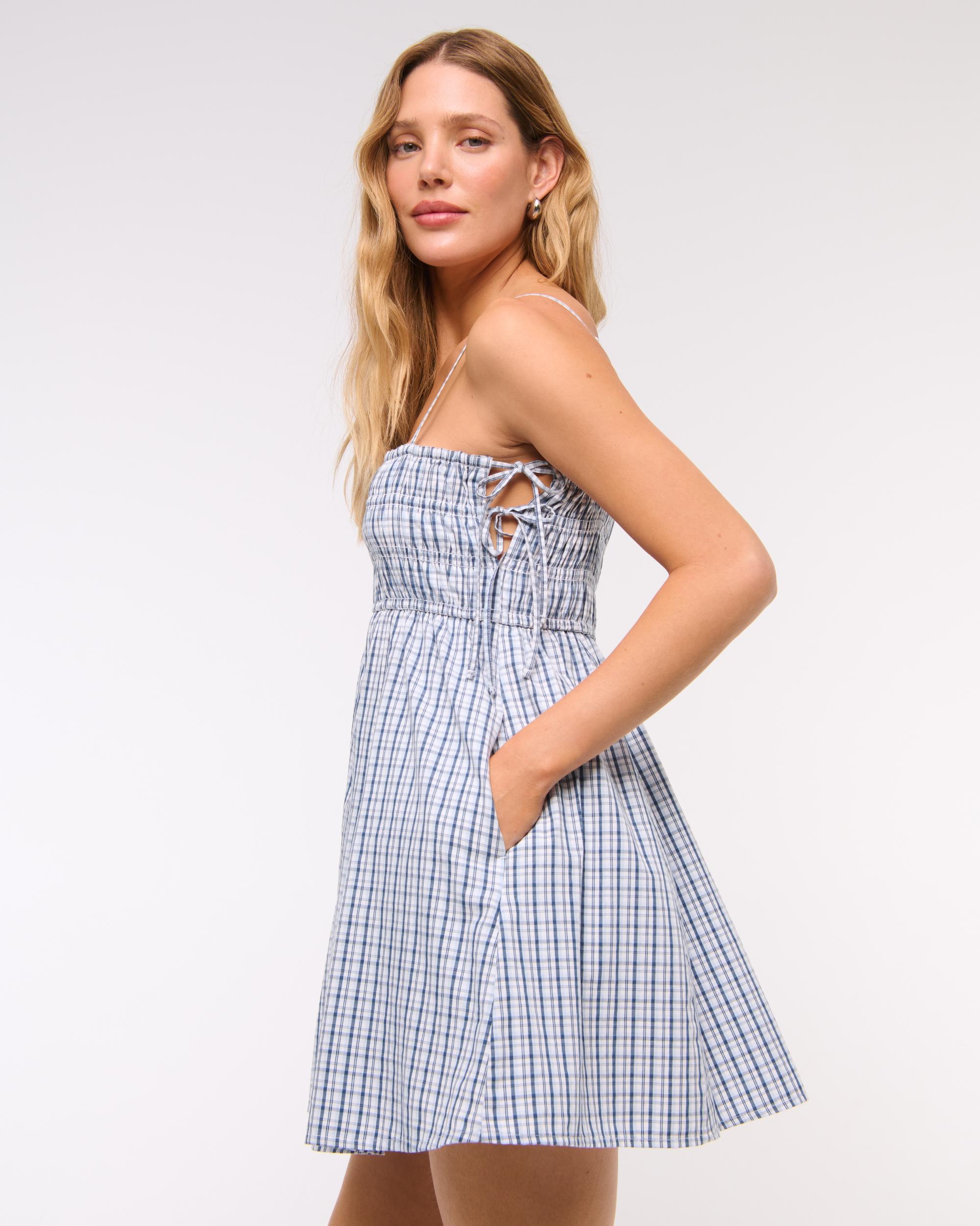 Smocked Babydoll Tie Mini Dress Product Image