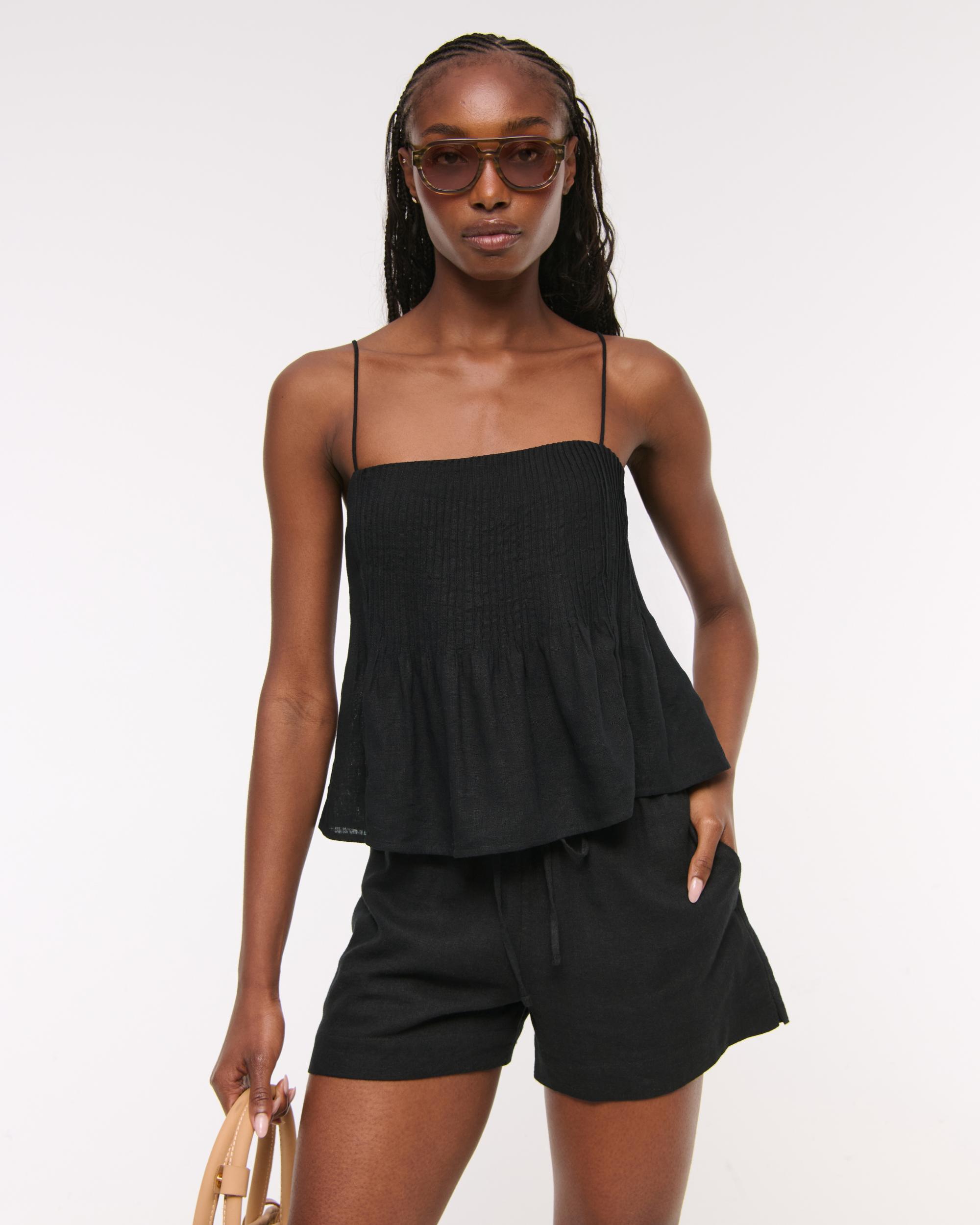 Linen-Blend Pintuck Cami Product Image