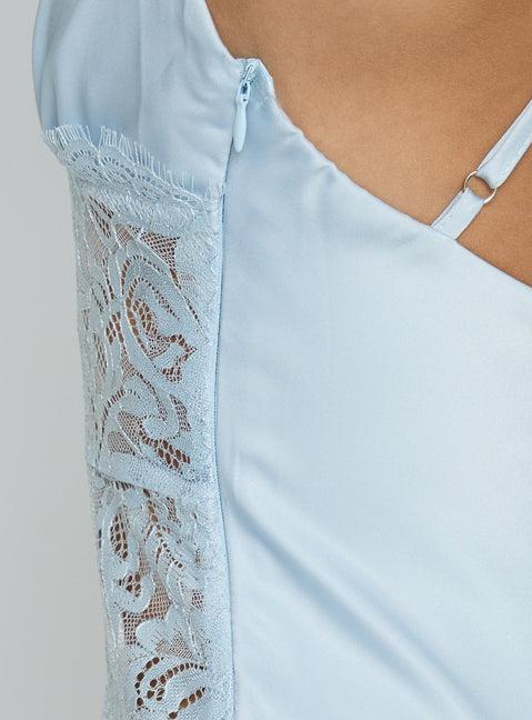 Klairee Halter Lace Maxi Dress Icy Blue Product Image