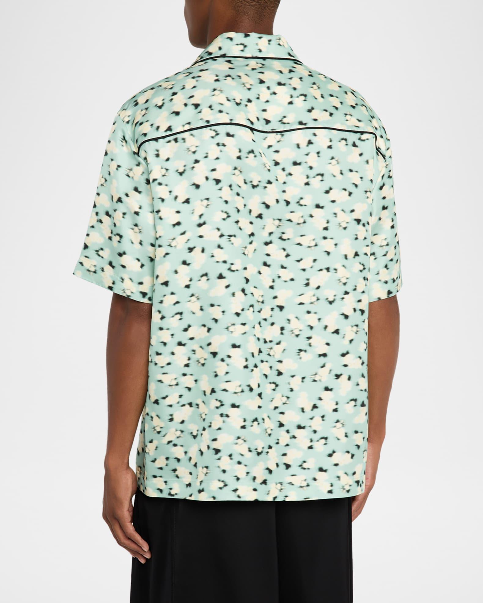 Men's Boxy-Fit Blurred Floral Bowling Shirt Product Image