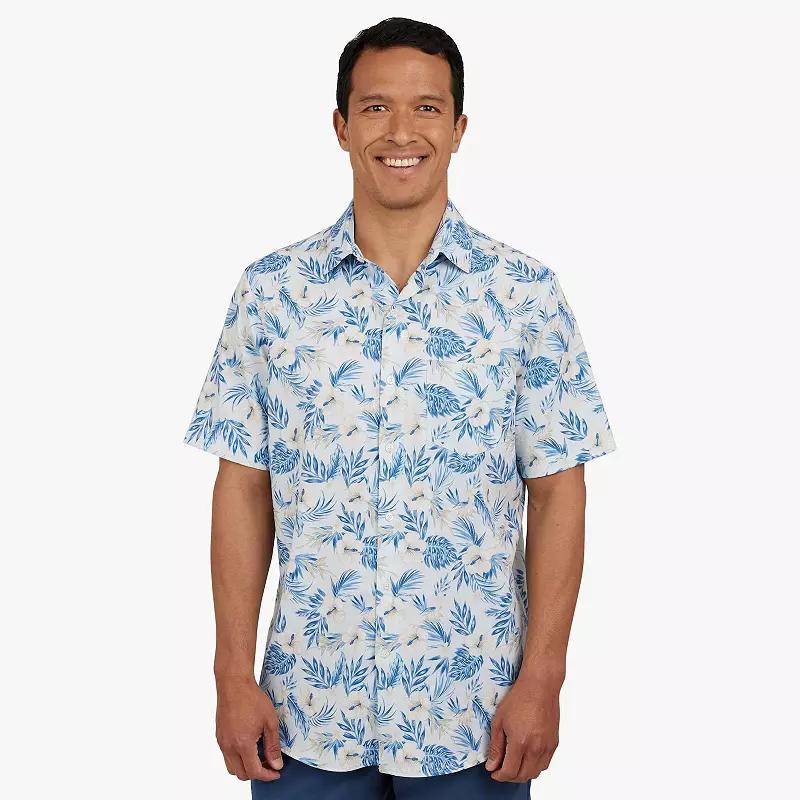 Men's Chaps Short Sleeve Performance Button Down Shirt, Size: XXL, Ink Blue Product Image