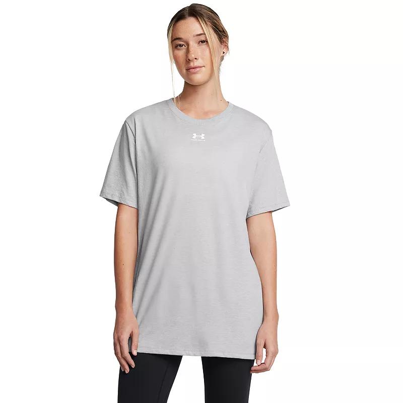 Women's Under Armour Rival OS Short Sleeve Tee, Size: XS, Mod Gray Product Image