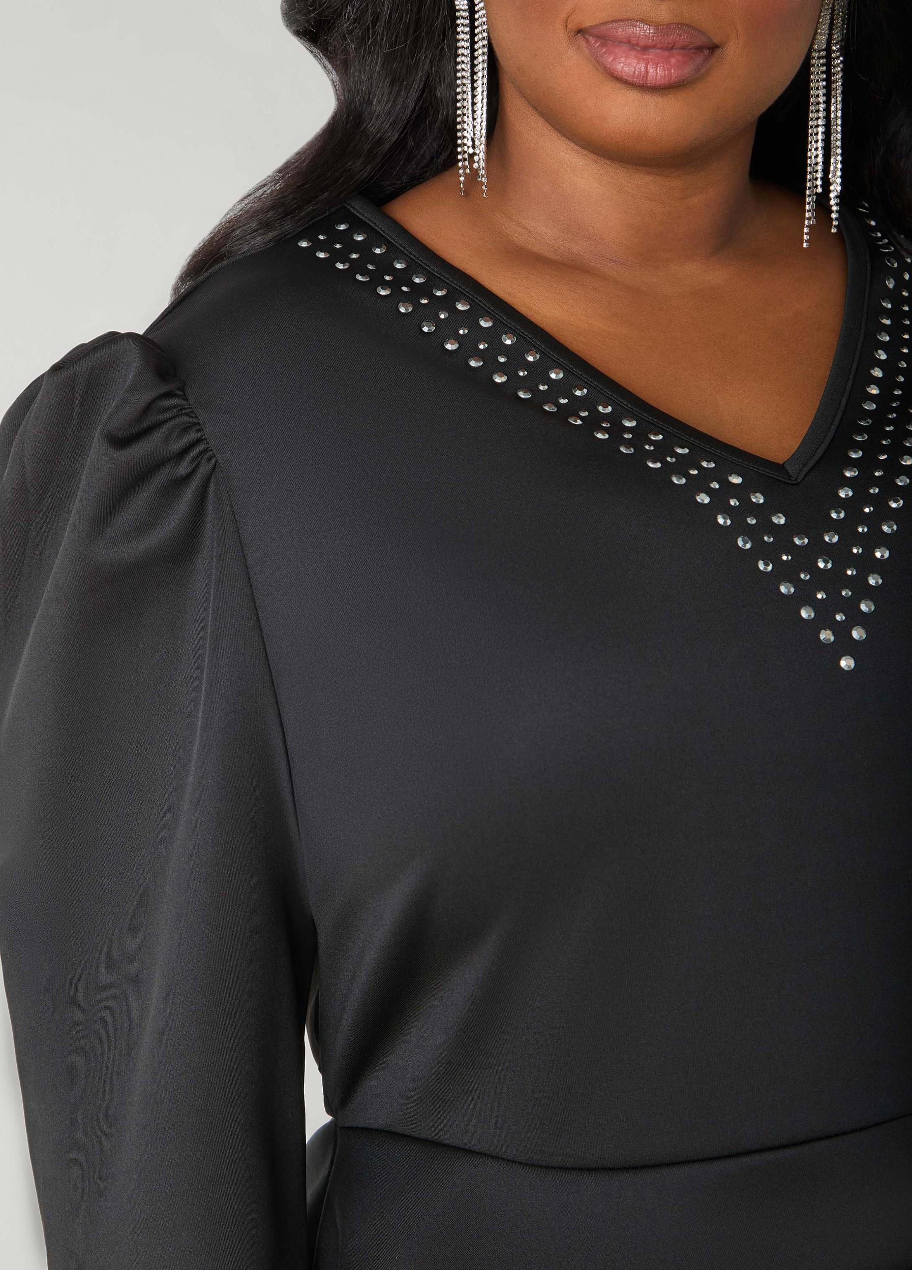Stone Embellished Peplum Top Product Image
