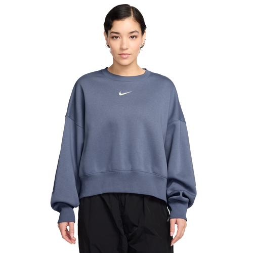 Nike Womens Nike NSW Style Fleece Crew OOS - Womens Sail/Celestine Blue Product Image
