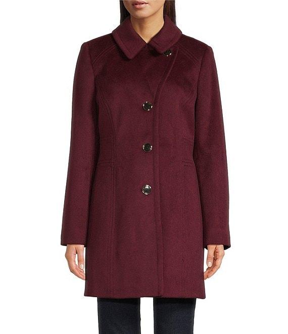 MICHAEL Michael Kors Wool Blend Notch Lapel Button Front Peacoat Product Image