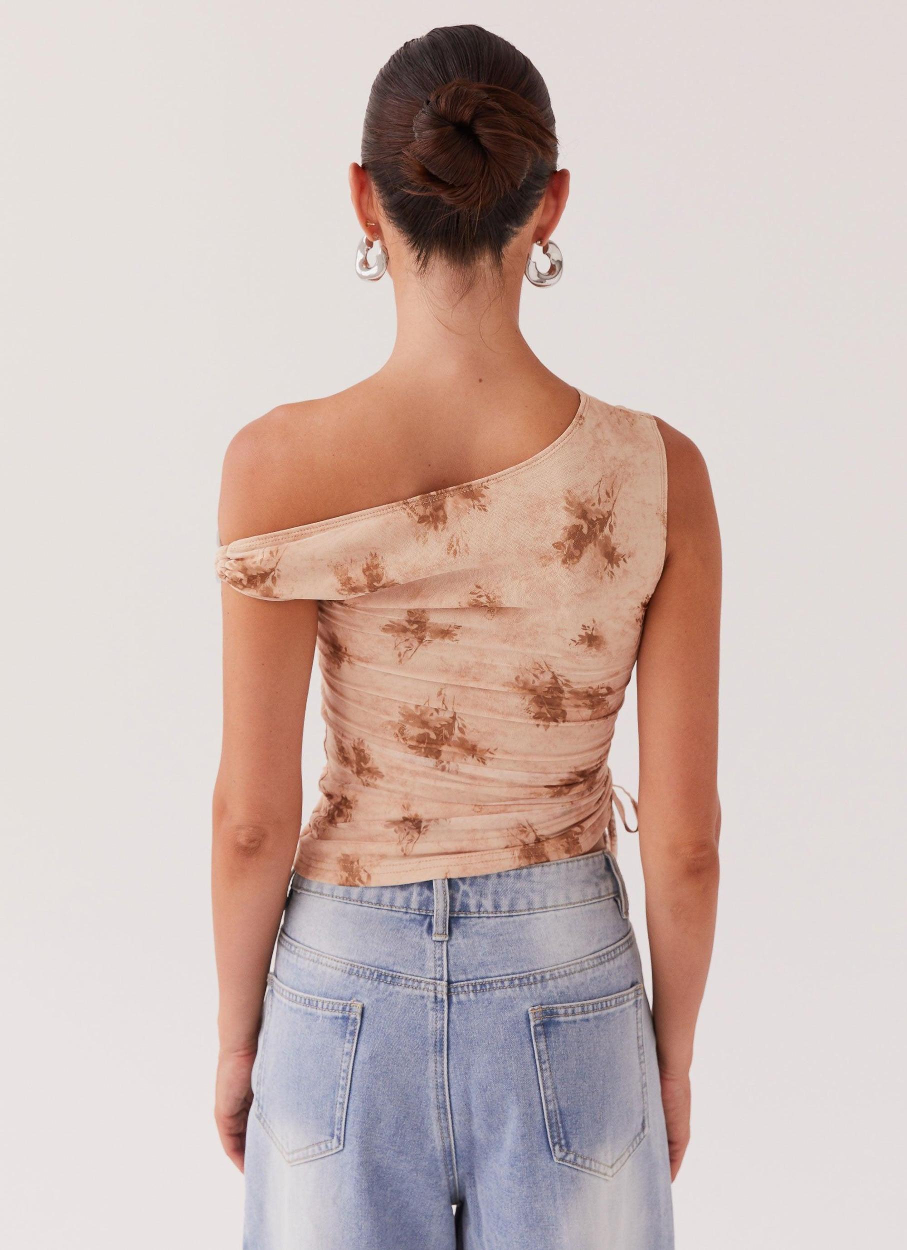 Til Sunrise Off The Shoulder Top - Taupe Smoke Product Image