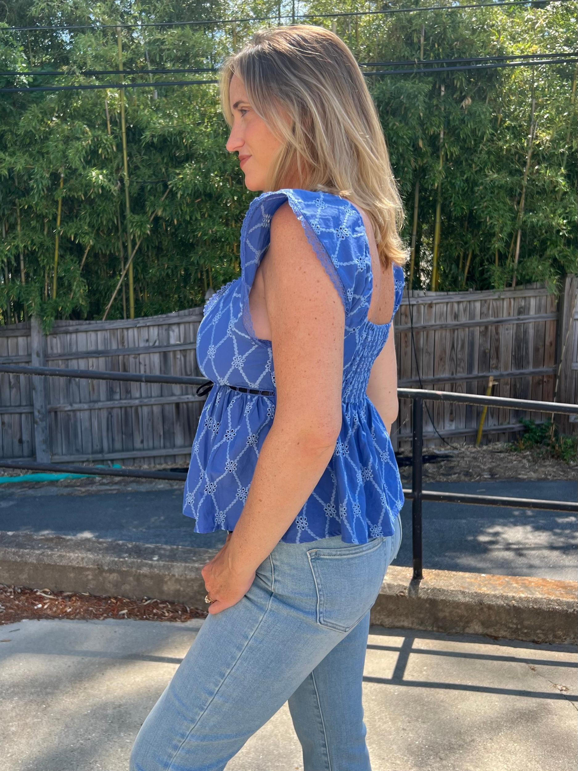 Tate Flutter Sleeve V-Neck Top Product Image