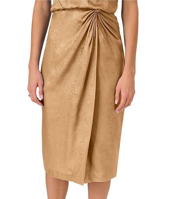 Adrianna by Adrianna Papell V-neck Side Draped Foiled Chiffon Blouson Dress Product Image