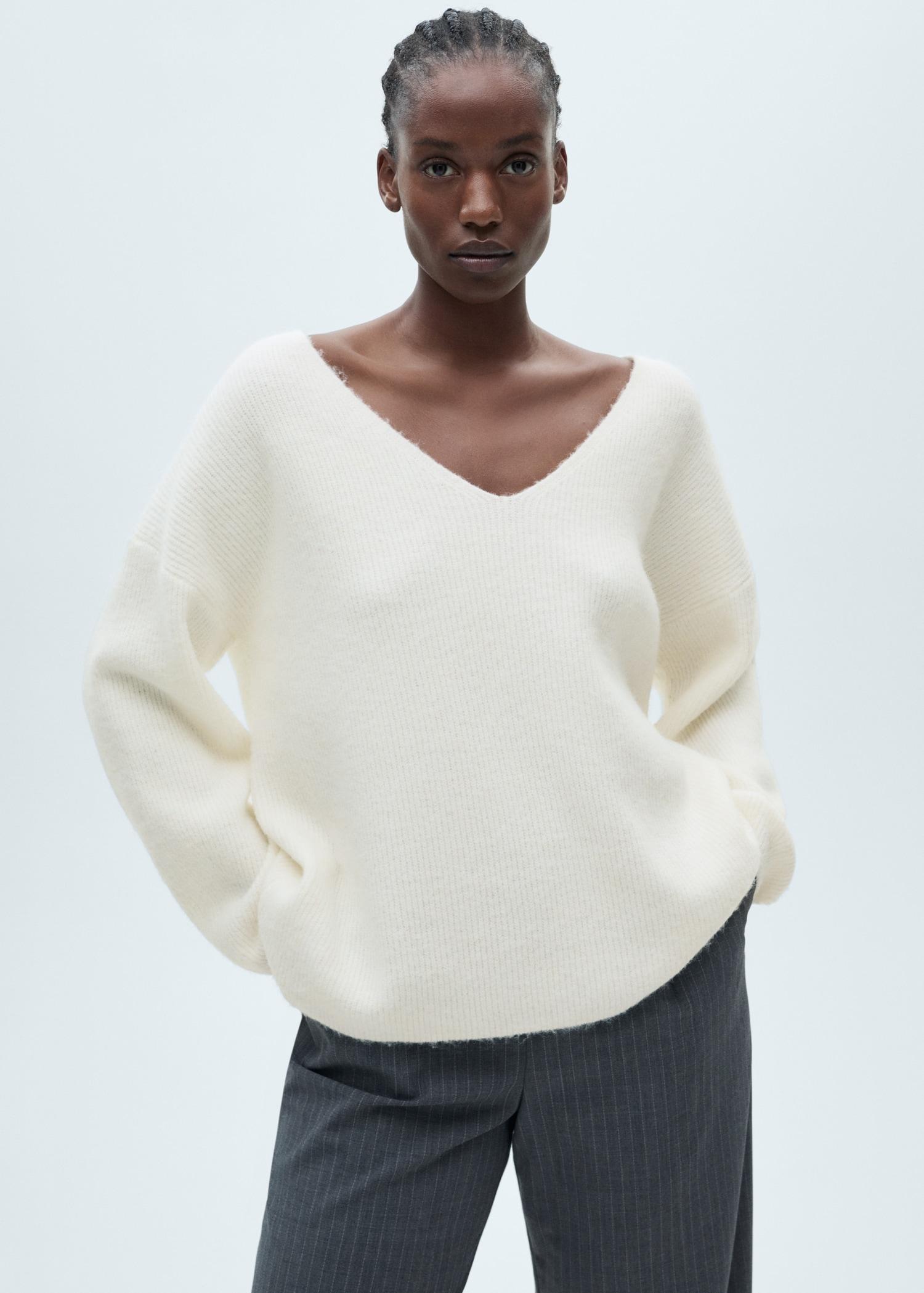 V-neck knit sweater - Women | MANGO USA Product Image