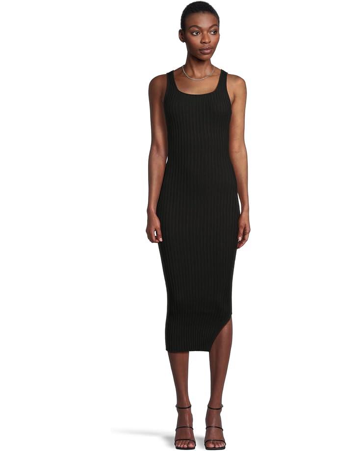 Button-Trim Rib-Knit Mock Neck Dress Product Image