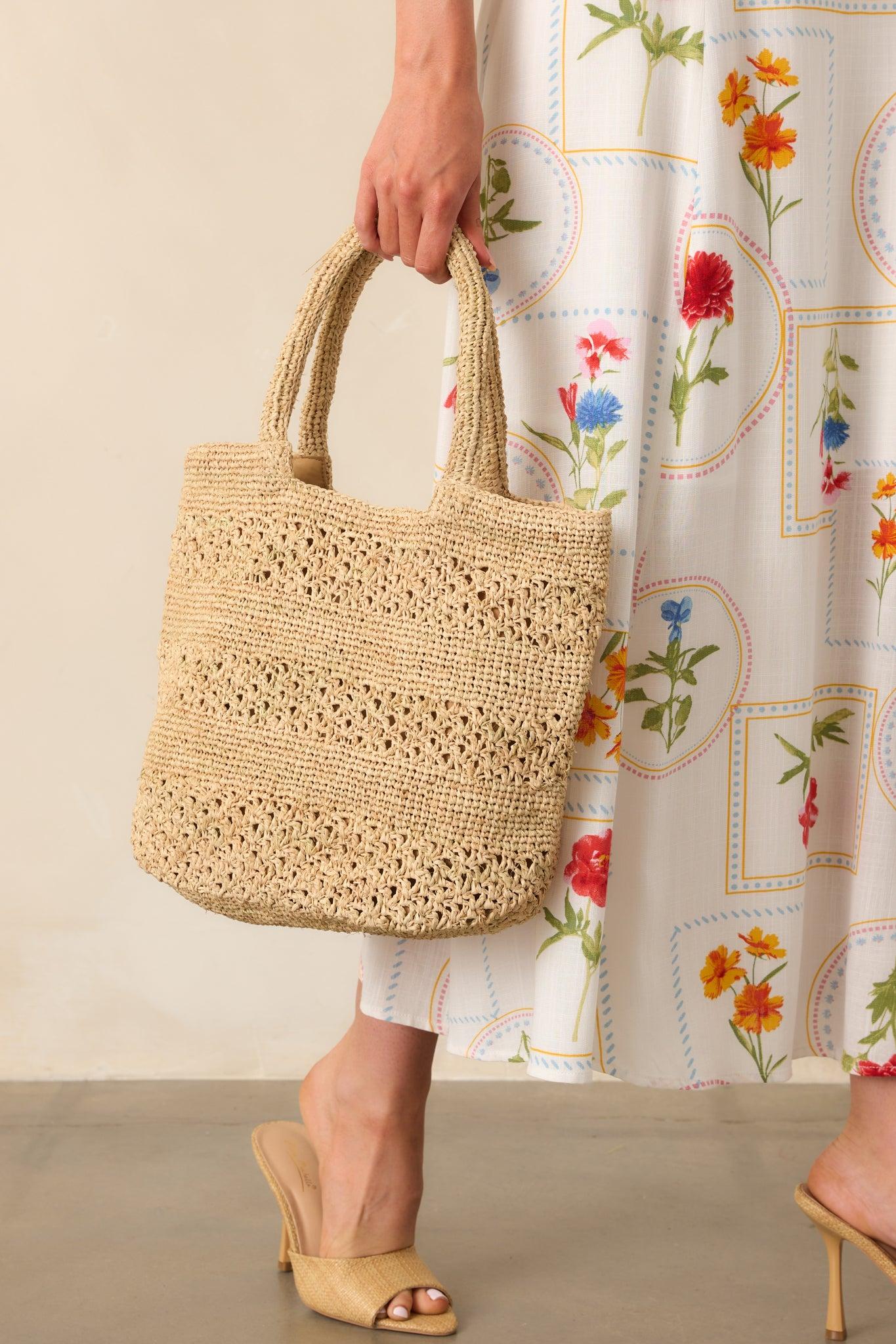 I Know The Way There Natural Raffia Woven Handbag Product Image
