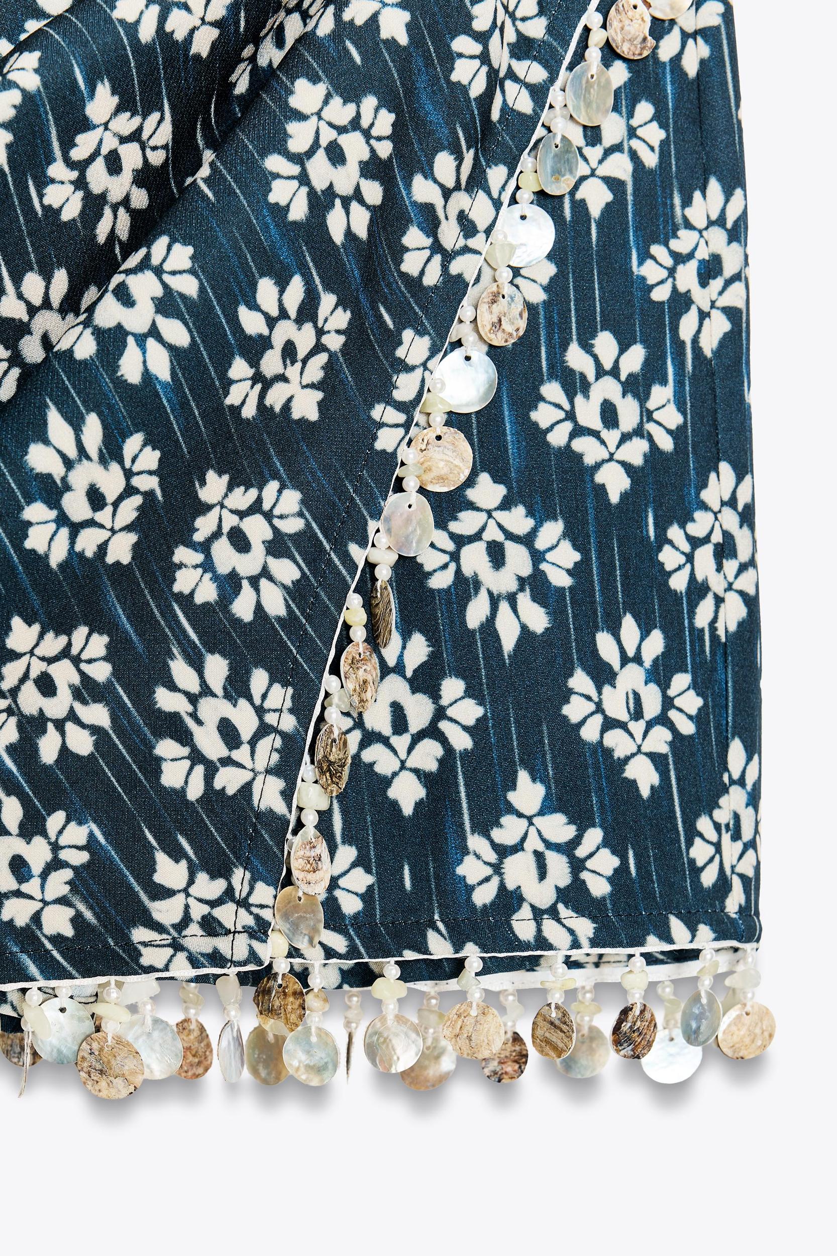 BEADED PRINTED SKORT Product Image