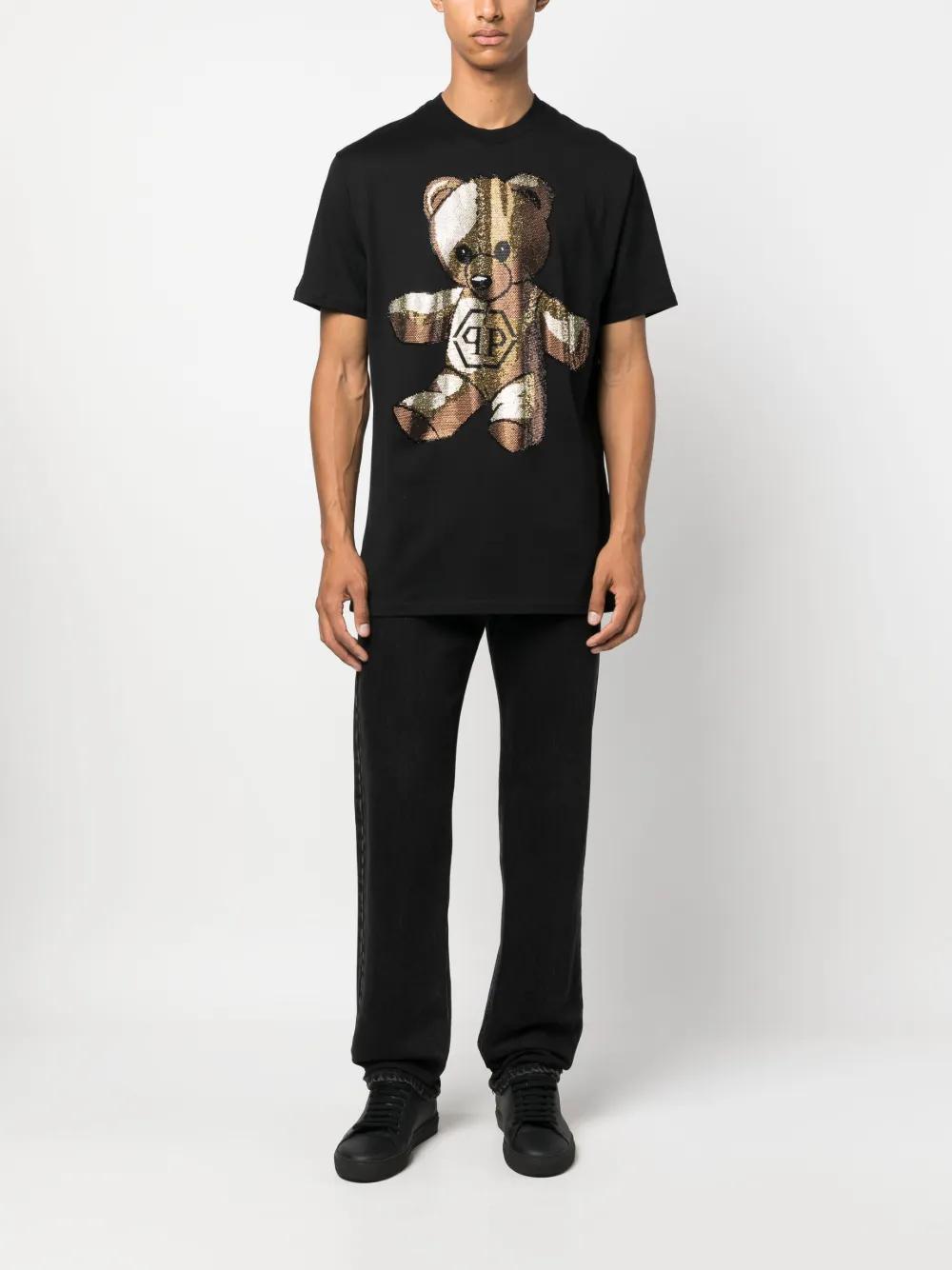 Bear-motif round-neck T-shirt  Product Image