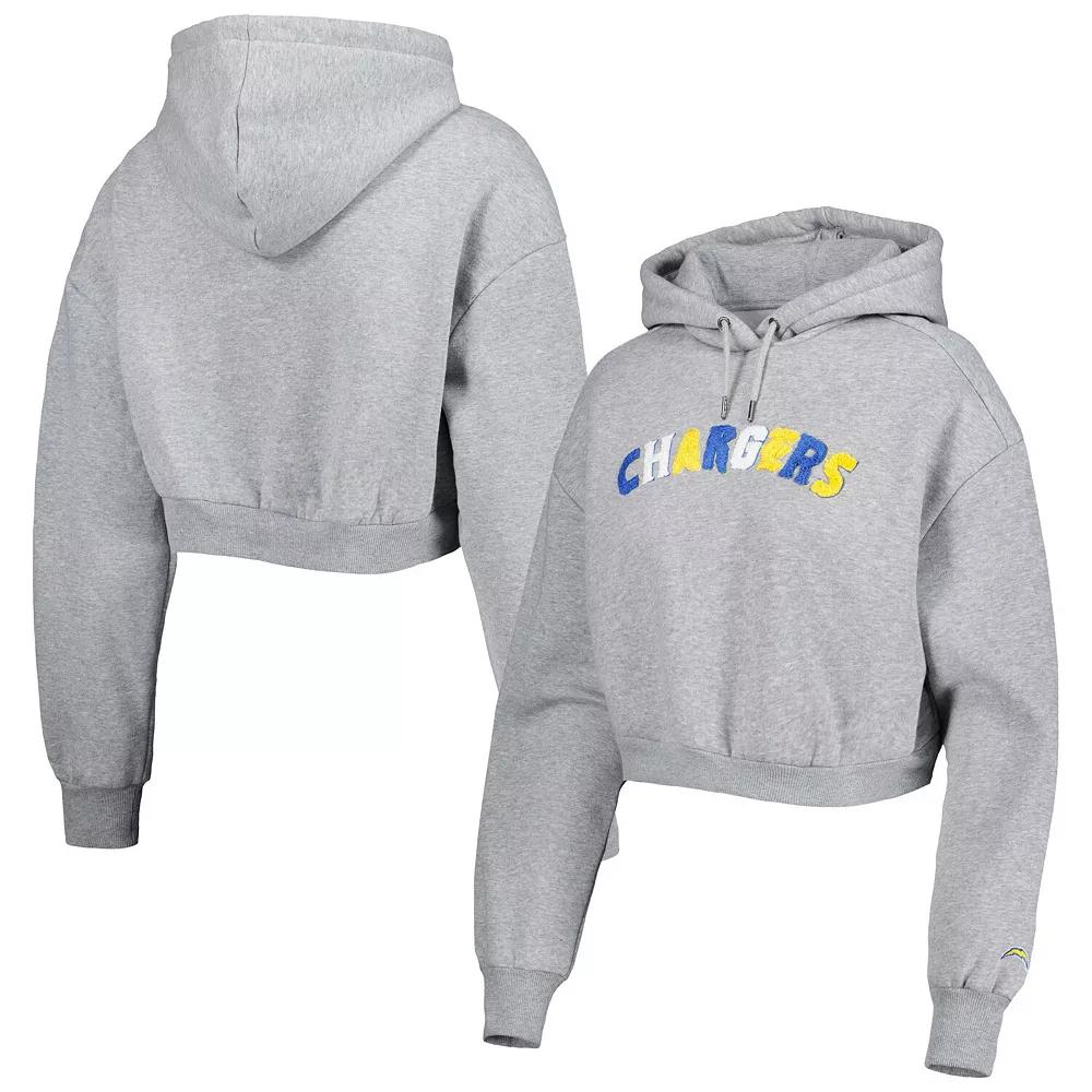 Women's The Wild Collective Gray Los Angeles Chargers Cropped Pullover Hoodie,  Product Image