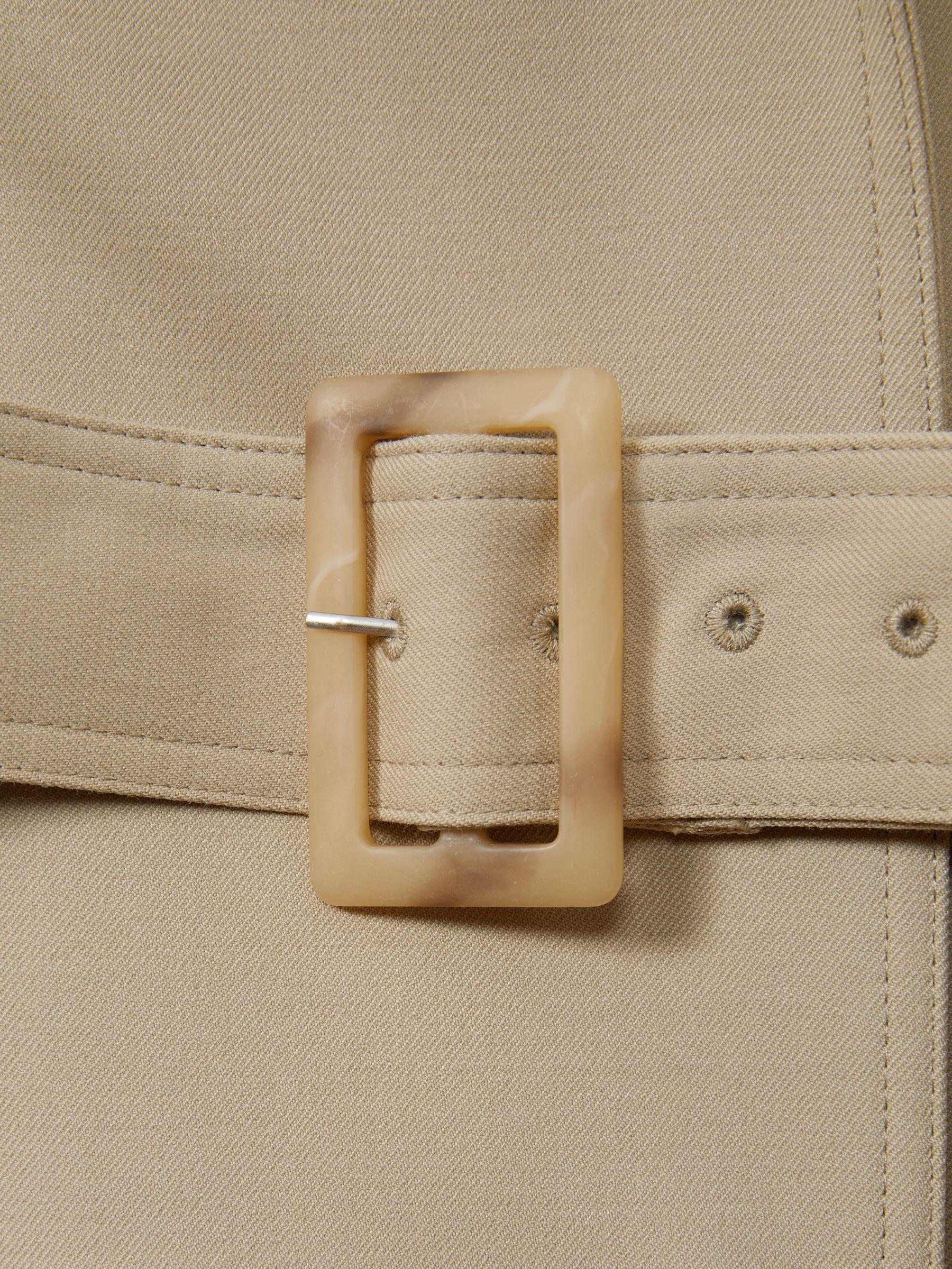 Darcie Khaki Double Breasted Belted Trench Coat Product Image