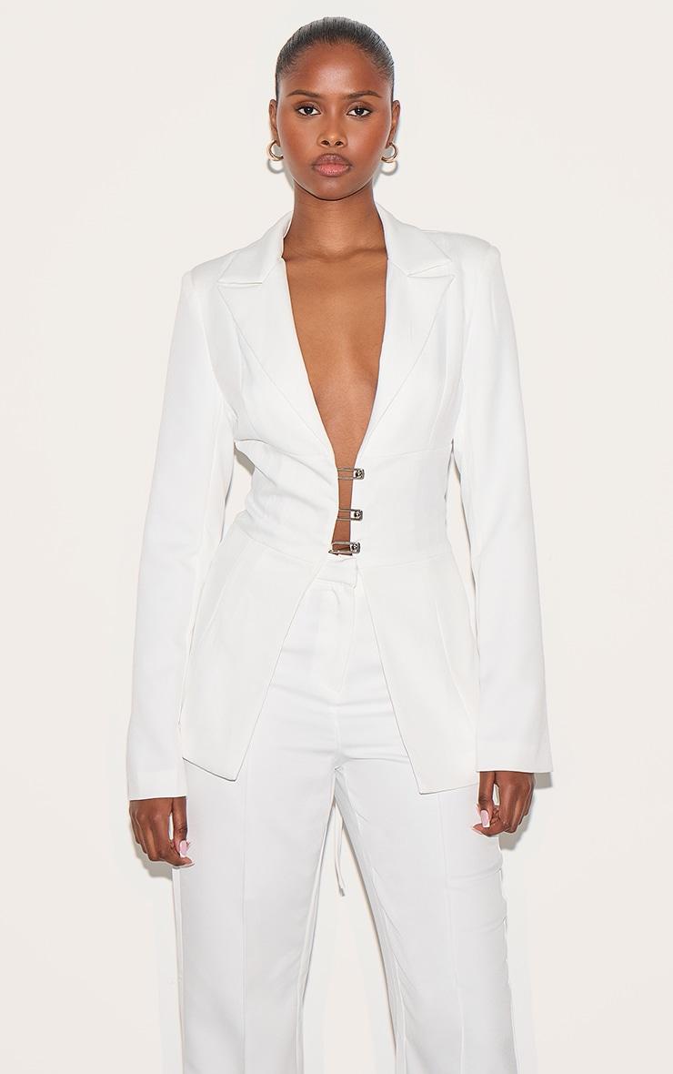 White Wide Leg High Waist Pants Product Image