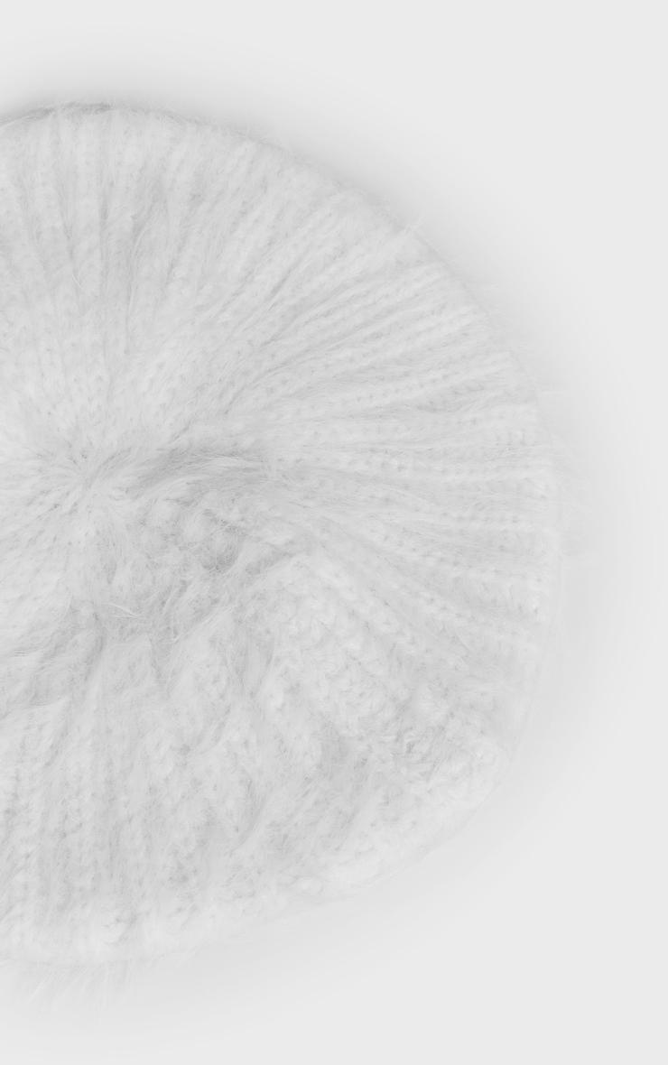 Cream Eyelash Knit Rib Oversized Beret Product Image