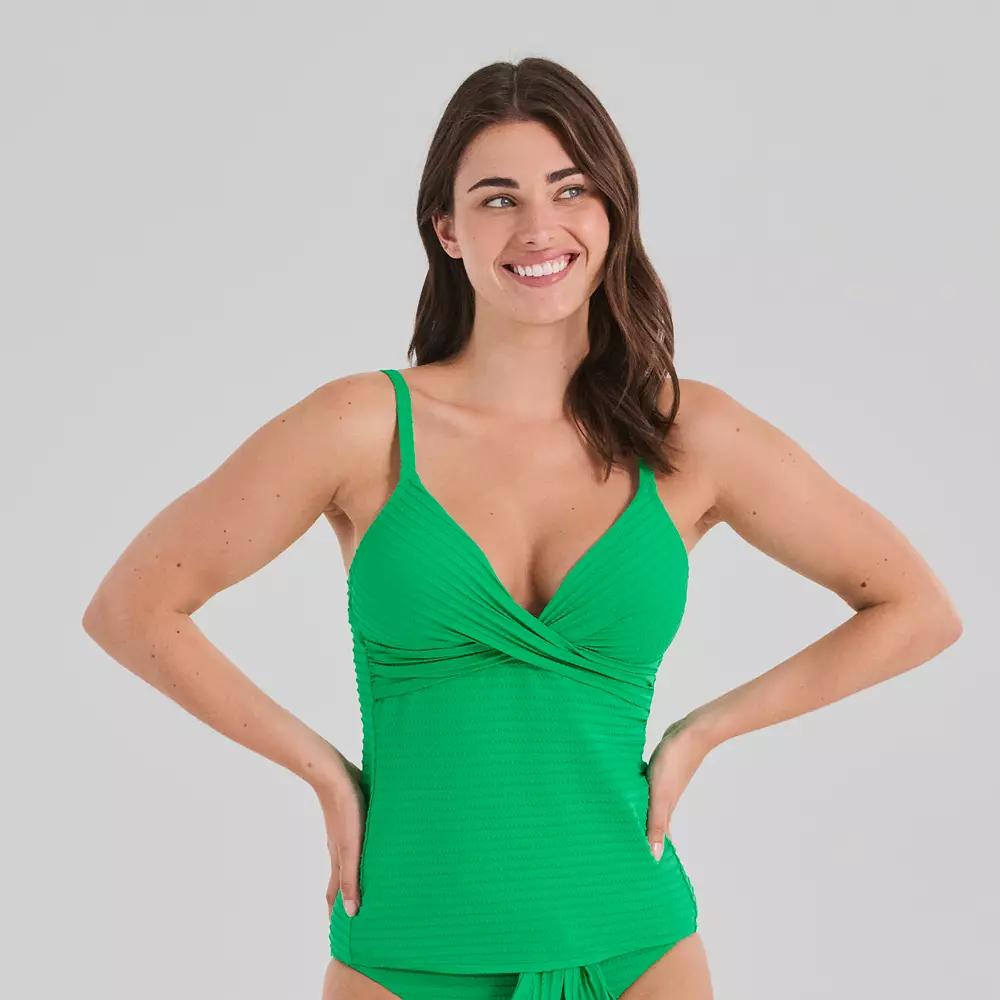 Women's Freshwater Molded Cup Twist Tankini, Size: XS, Green Product Image