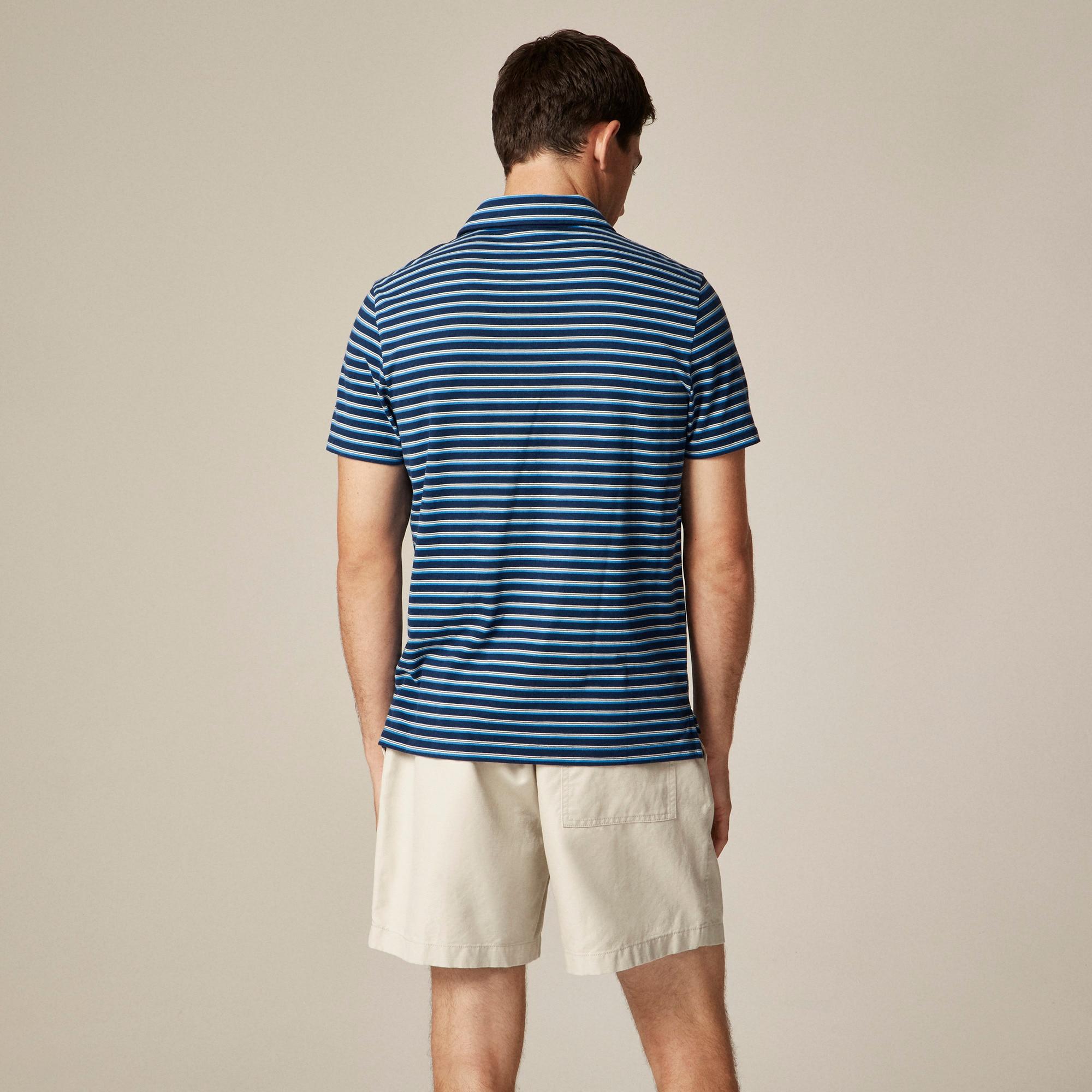 Sueded cotton polo shirt in stripe Product Image