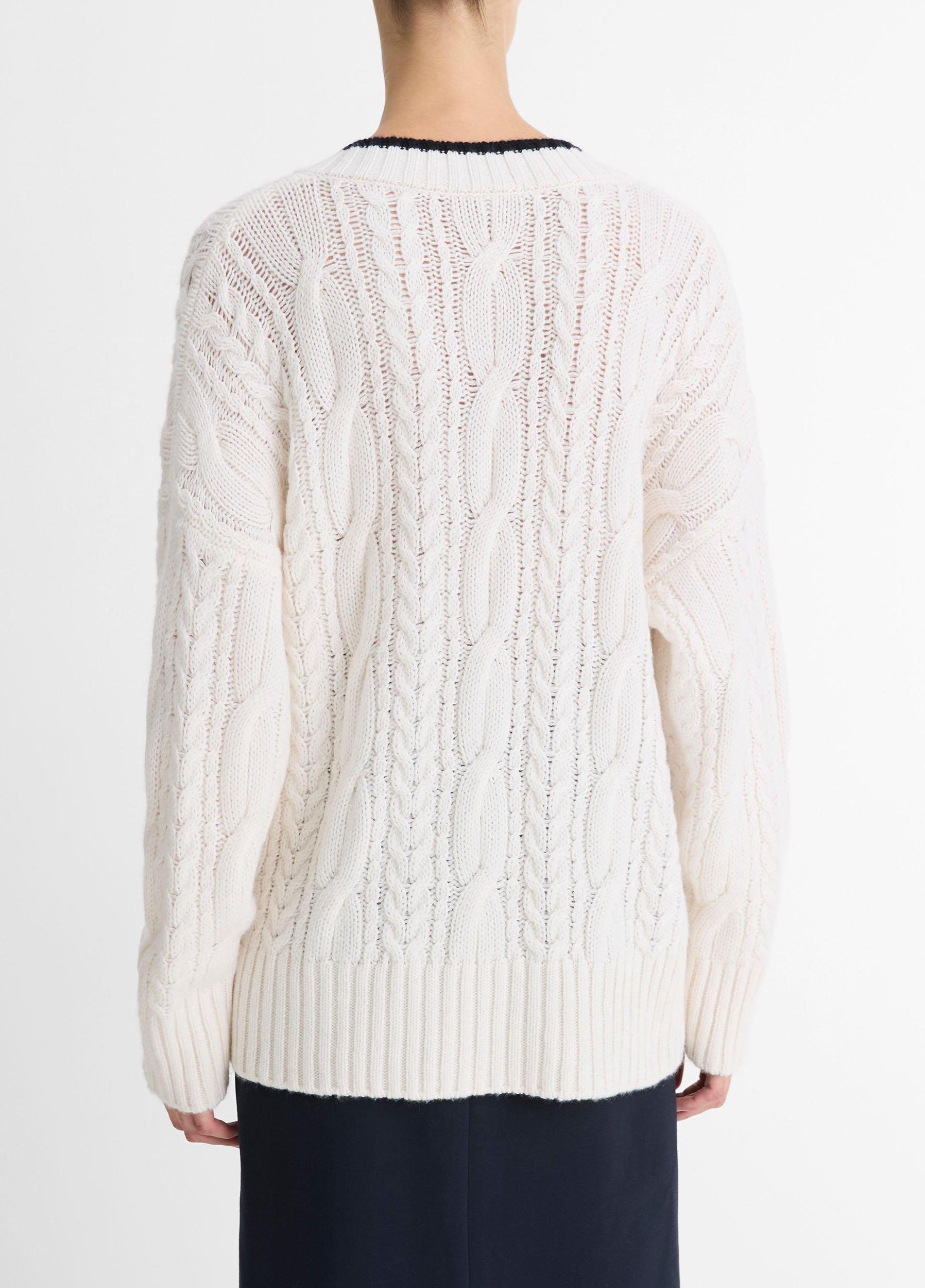 Cable-Knit Wool-Cashmere Oversized Sweater Product Image