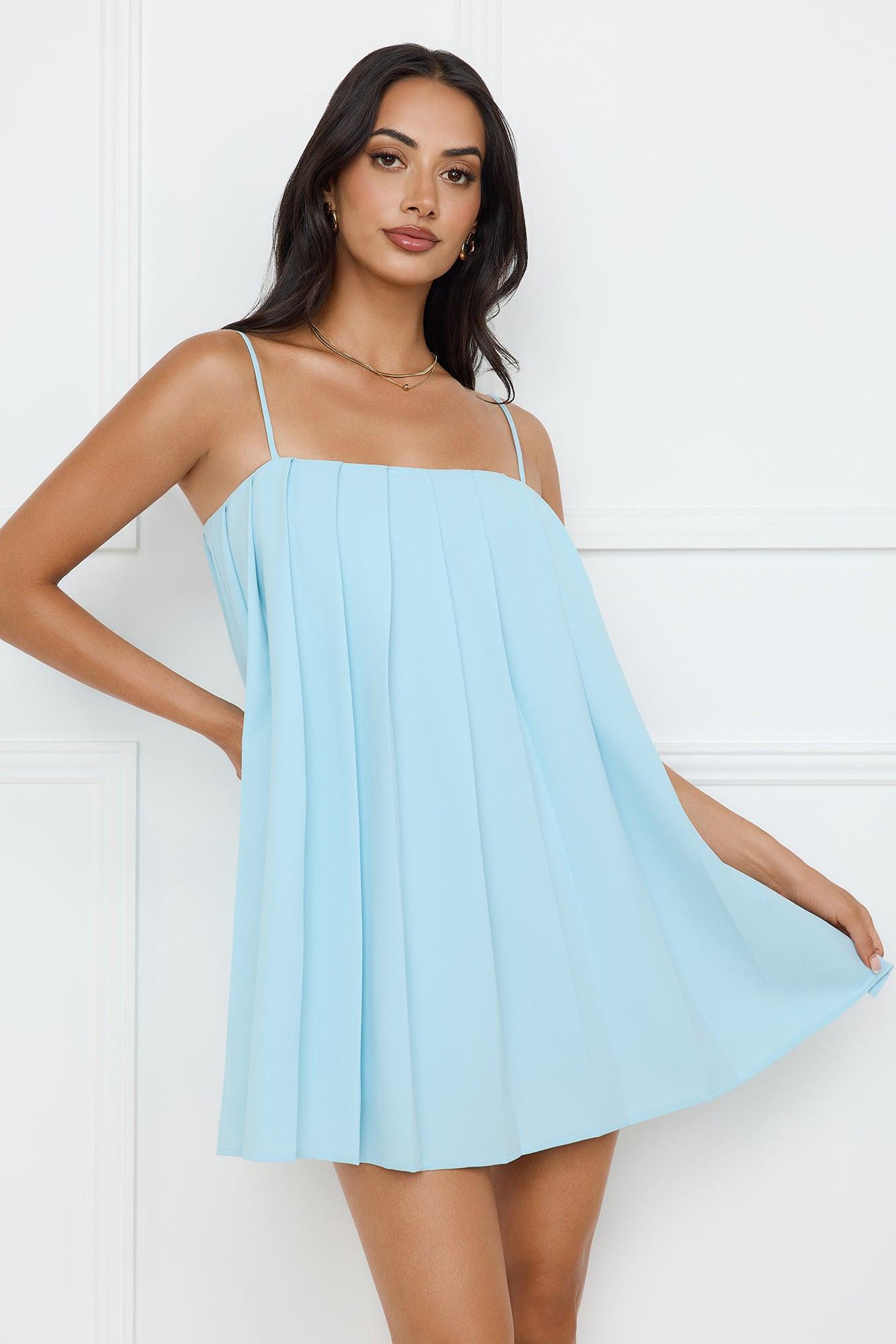 Affluence Pleated Mini Dress Blue Product Image