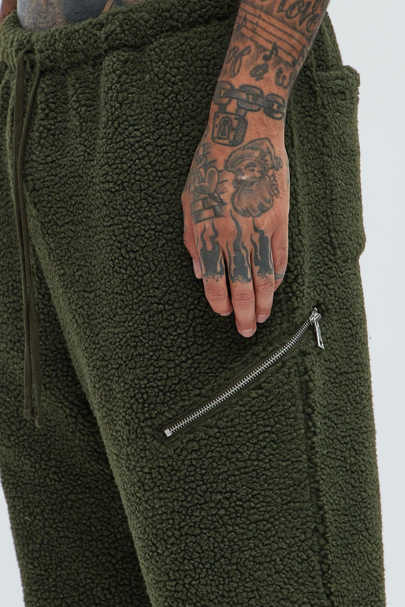 Axel Polar Fleece Zip Straight Sweatpants - Olive Product Image