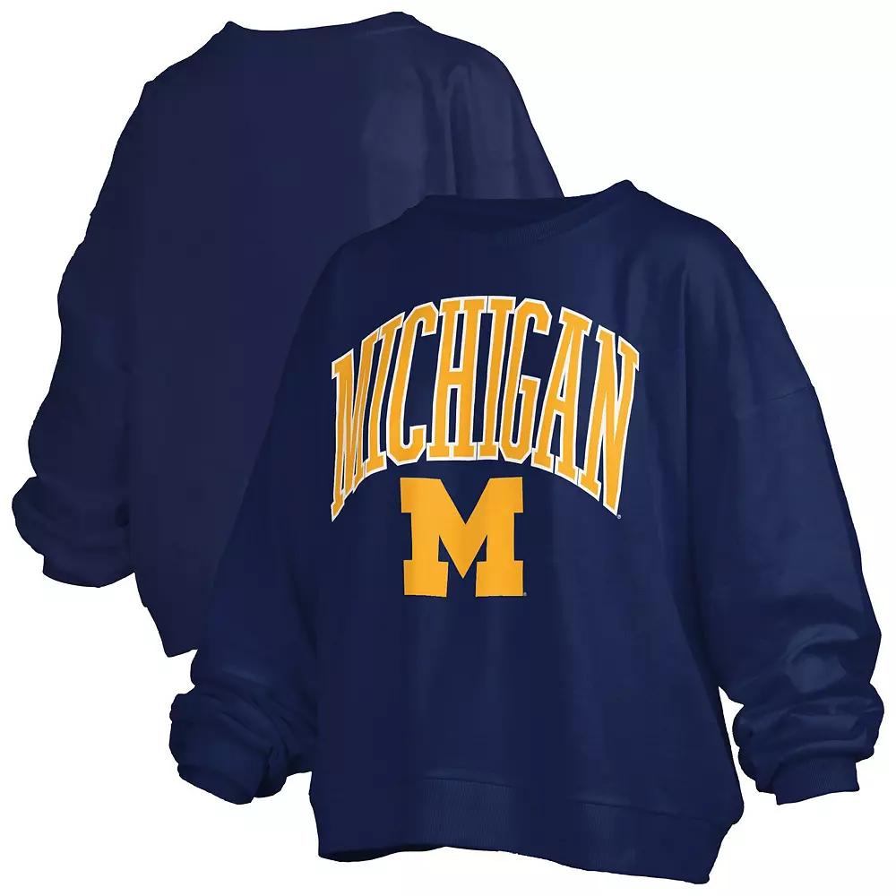 Women's Pressbox Navy Michigan Wolverines Janise Arch Over Logo Waist Length Over Product Image