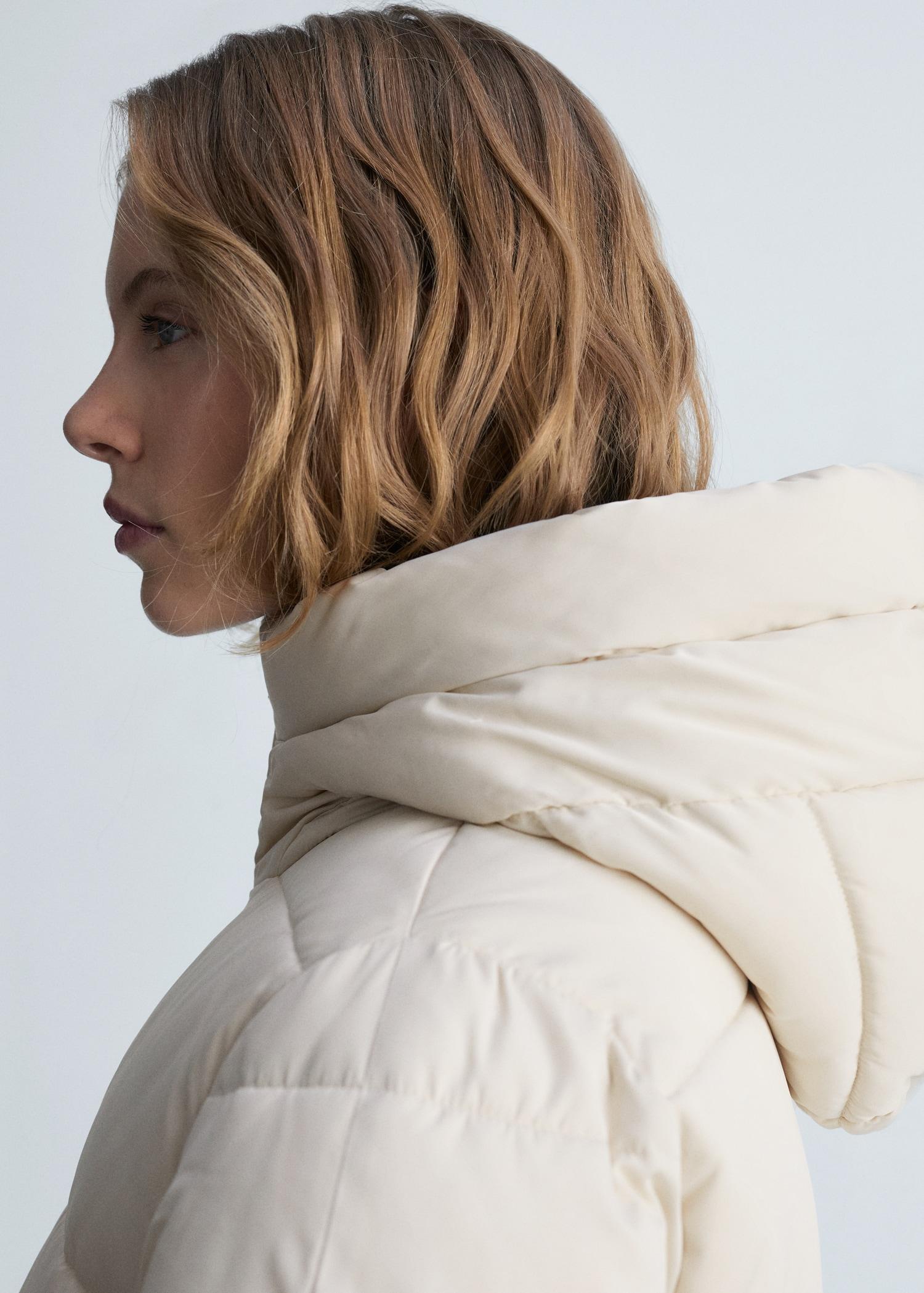 Quilted midi anorak with hood - Women | MANGO USA Product Image