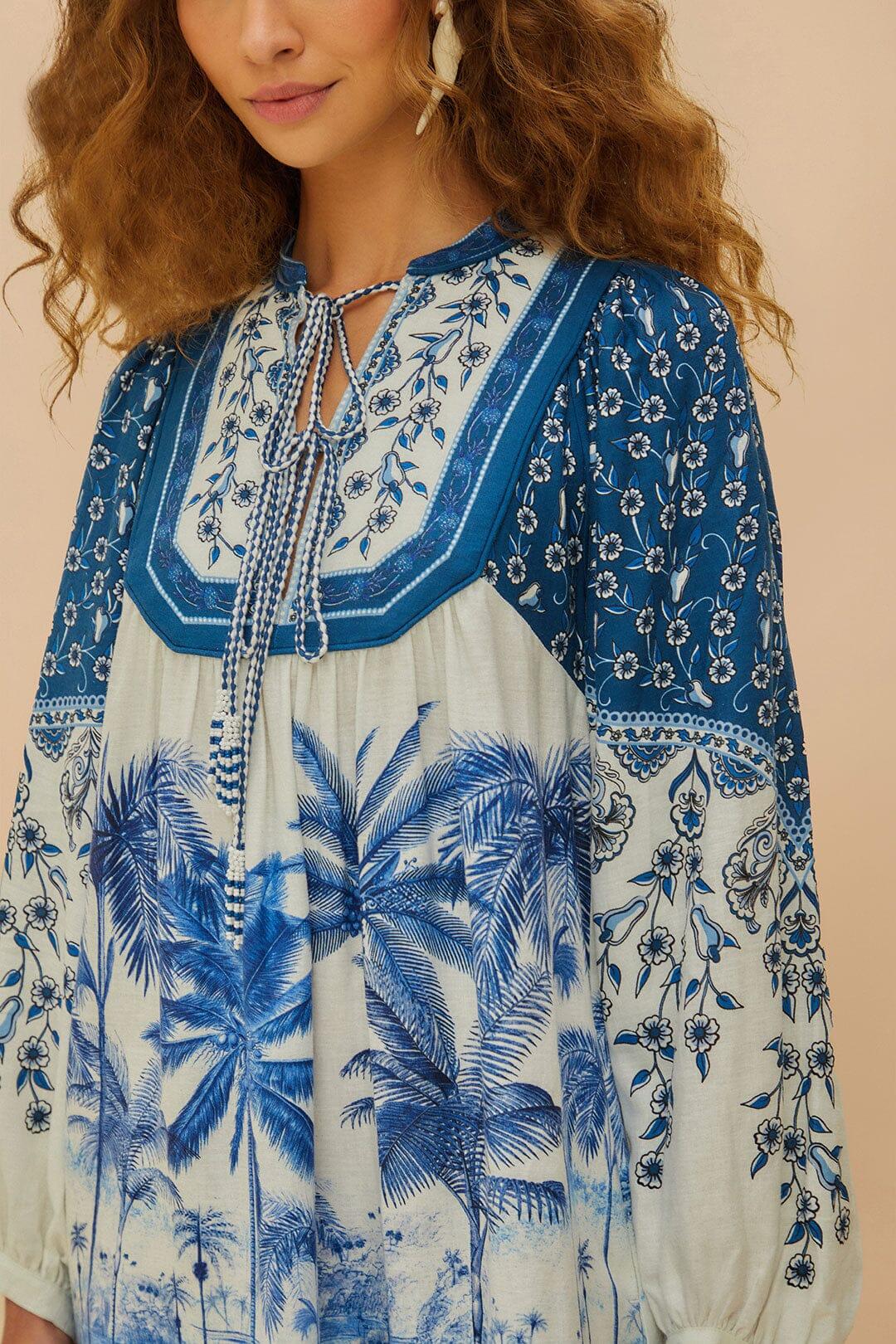 Off-White Palm Tree Beach Mini Dress Product Image