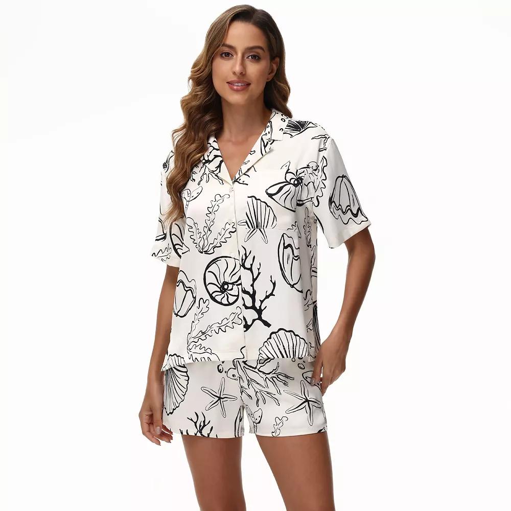 Women's Adyson Parker Satin Pajama Top & Pajama Shorts Set, Girl's,  Product Image