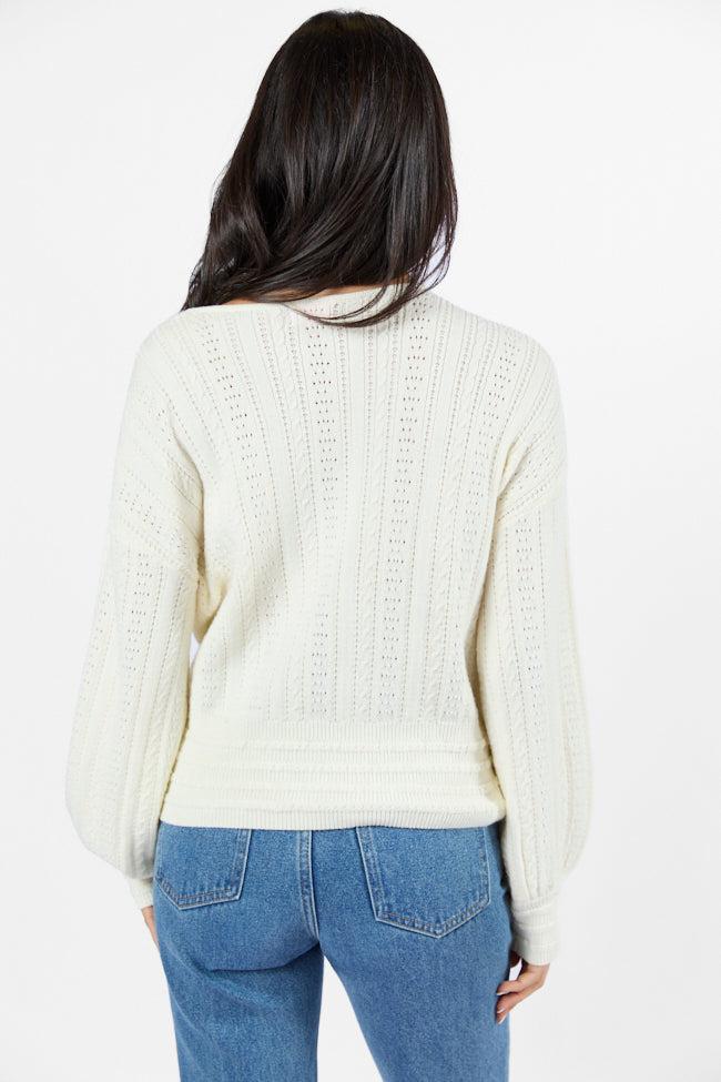With Love Ivory Wrap Pointelle Sweater FINAL SALE Product Image