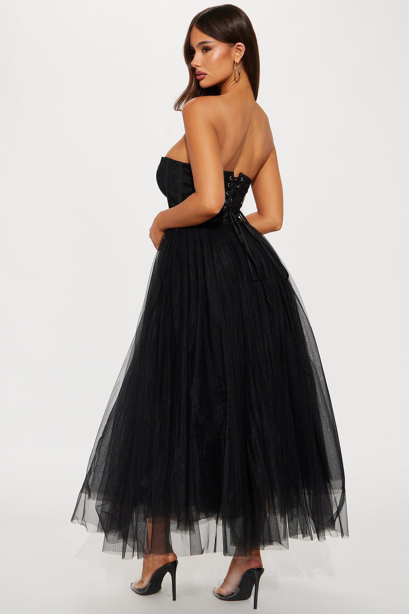 Dream Come True Tulle Midi Dress - Black Product Image