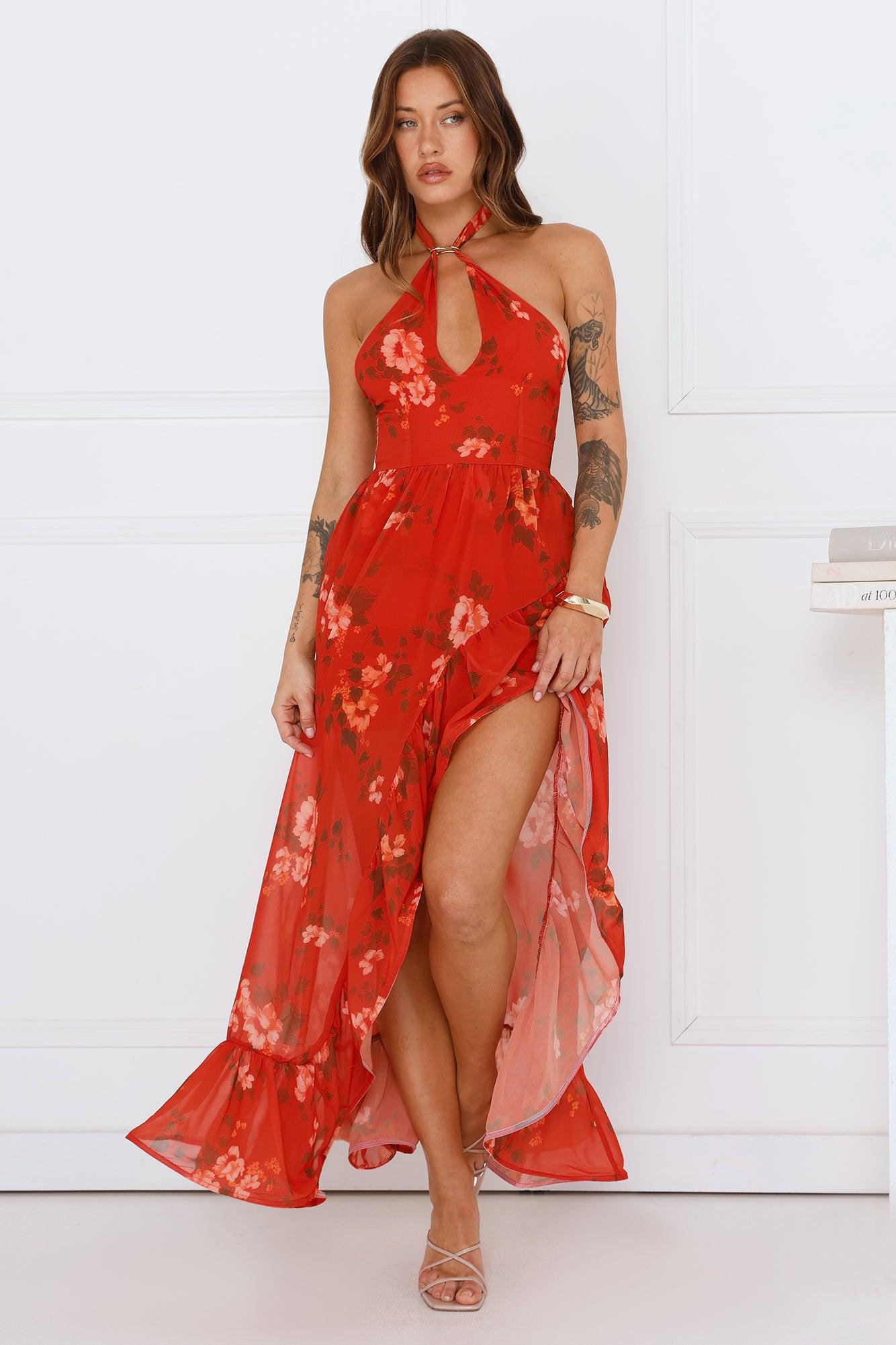 High Sun Halter Maxi Dress Orange Product Image