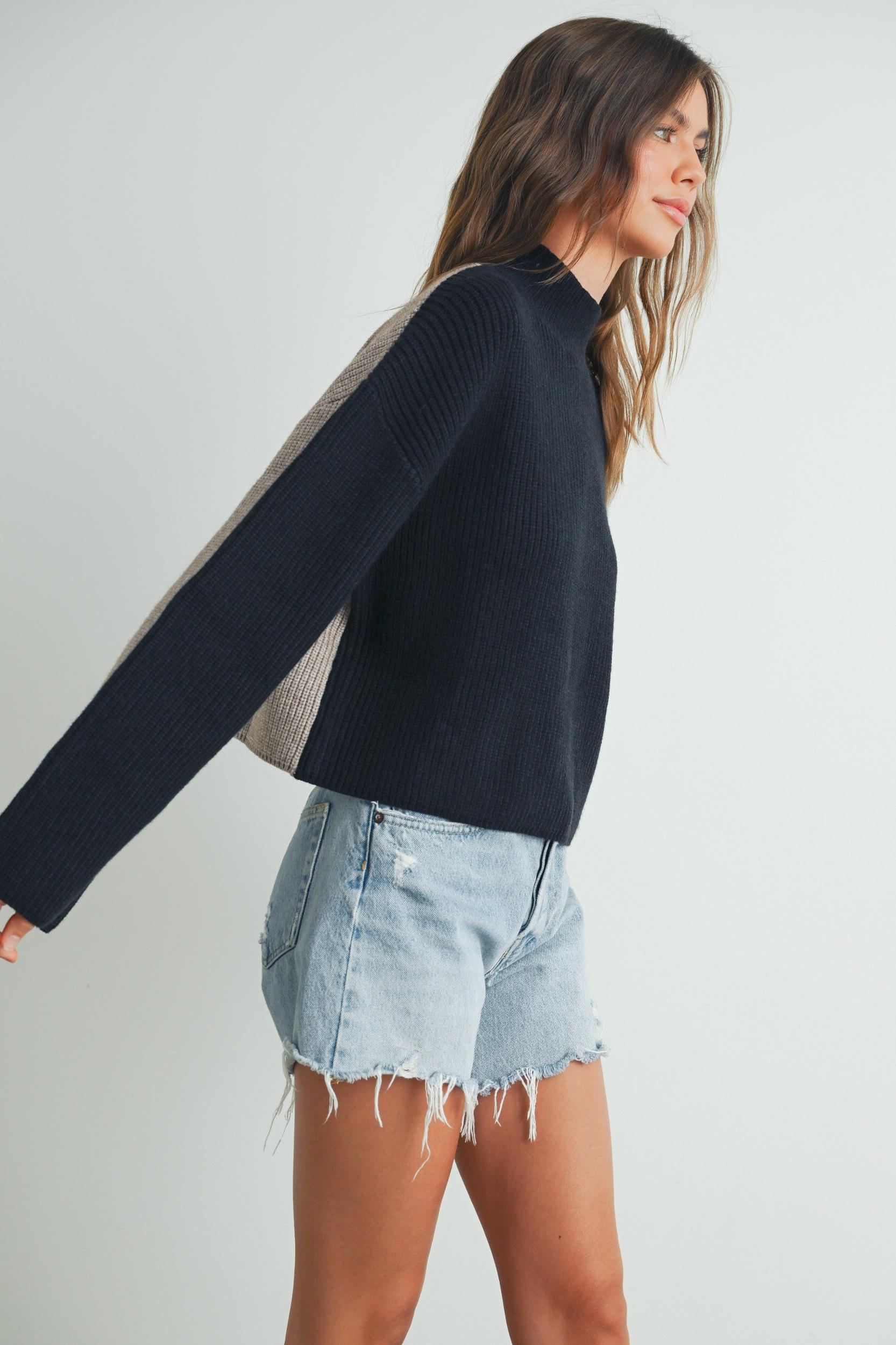 Two Tone Mock Neck Sweater Product Image