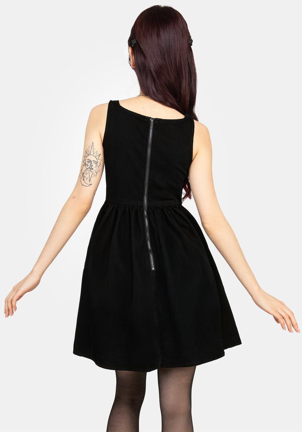 Deadhead Rose Embroidered Denim Mini Smock Dress Product Image