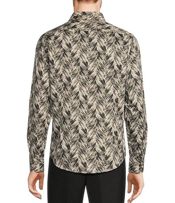 Murano Inflorescence Collection Slim Fit Herringbone Long Sleeve Woven Shirt Product Image