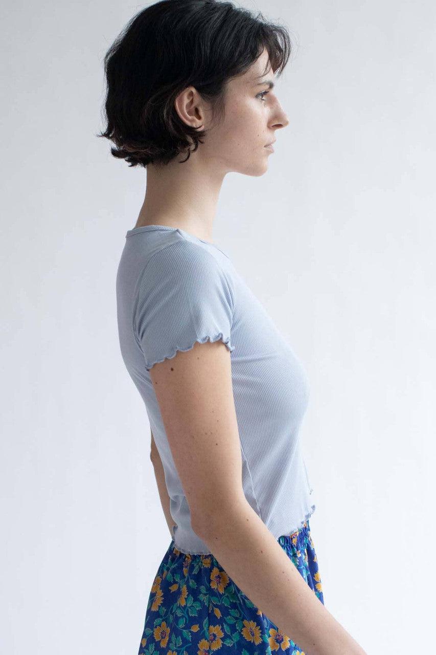 Daisy Embroidered Periwinkle Tee Product Image