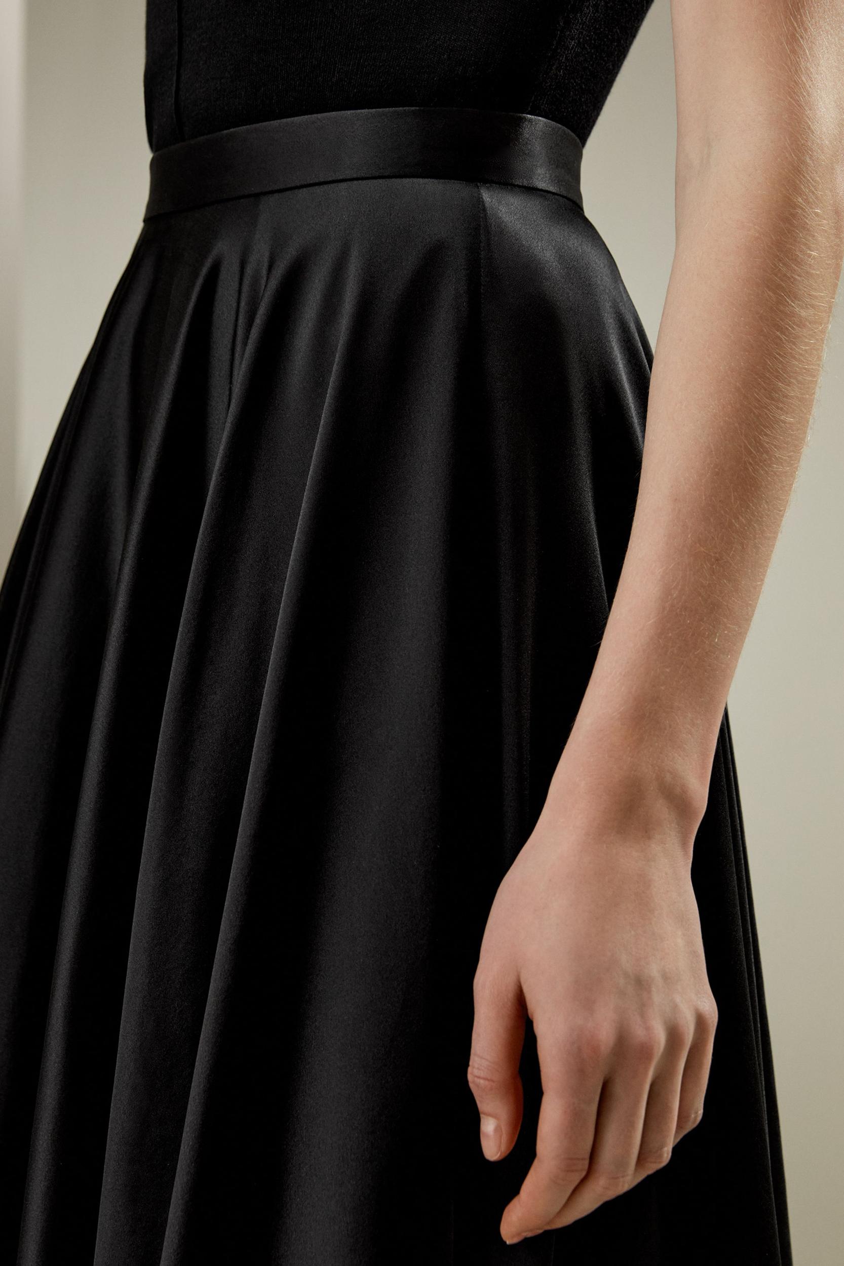 LILYSILK Womens Long Silk Skirt - Black Durable Silk - Flowing Snow Drop Skirt 14 Product Image