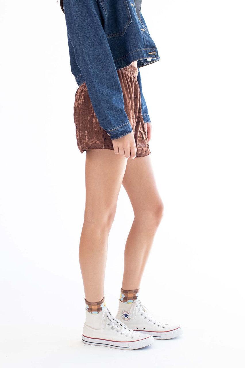 Hot Chocolate Crushed Velvet Shorts Product Image