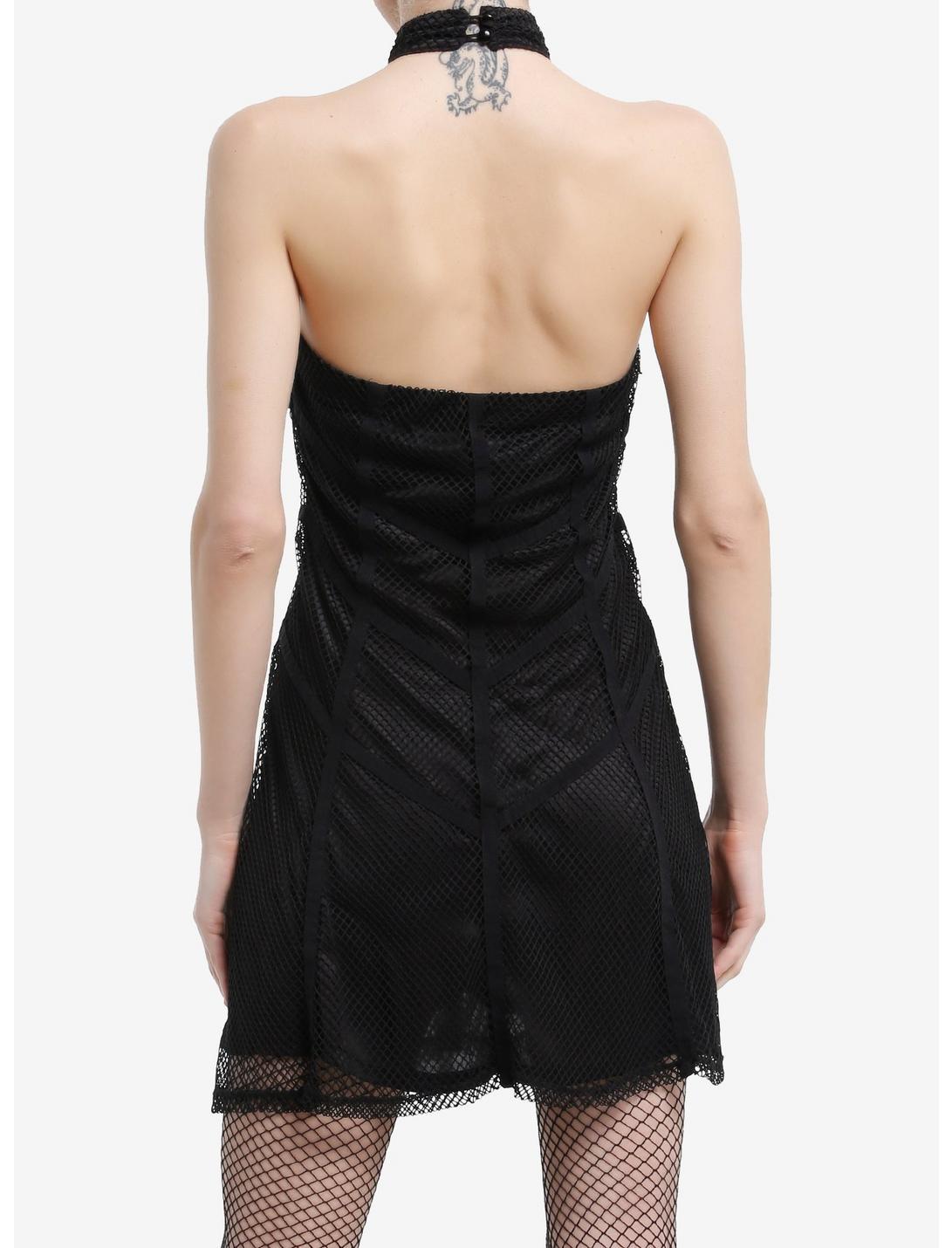 Cosmic Aura Fishnet Halter Dress Product Image