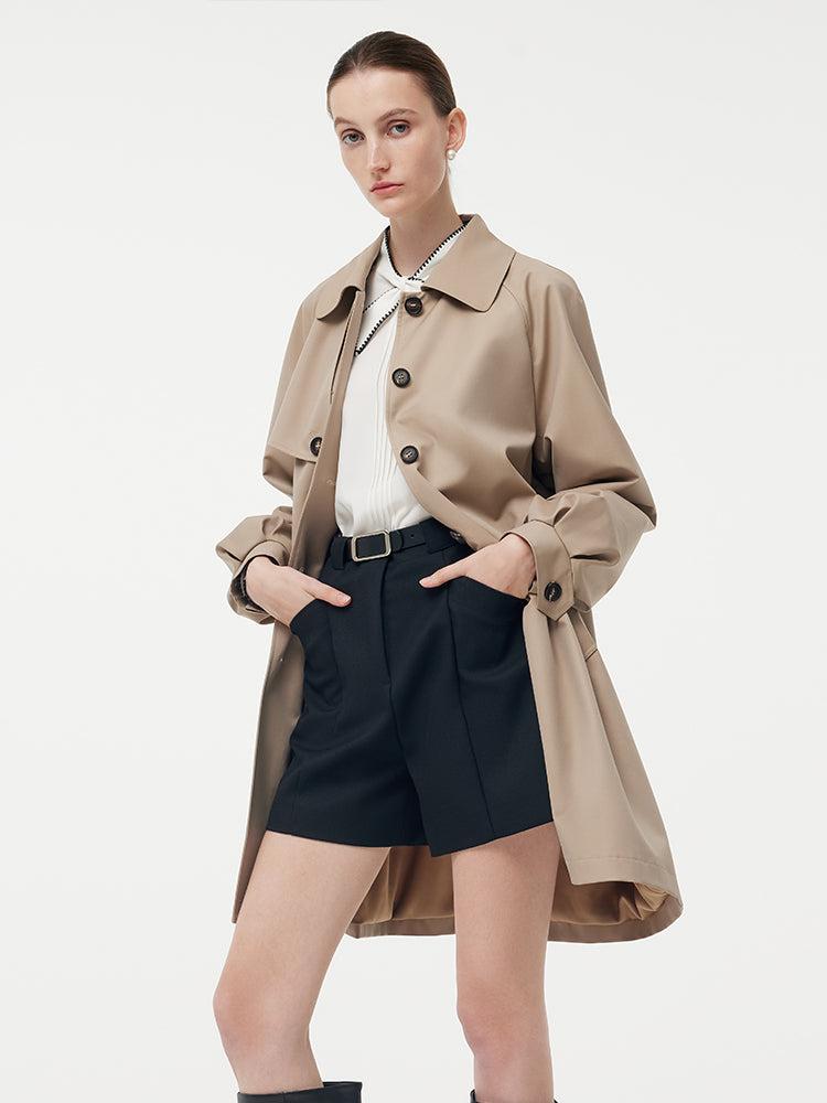 Worsted Wool Blend Waterproof Women Trench Coat Product Image