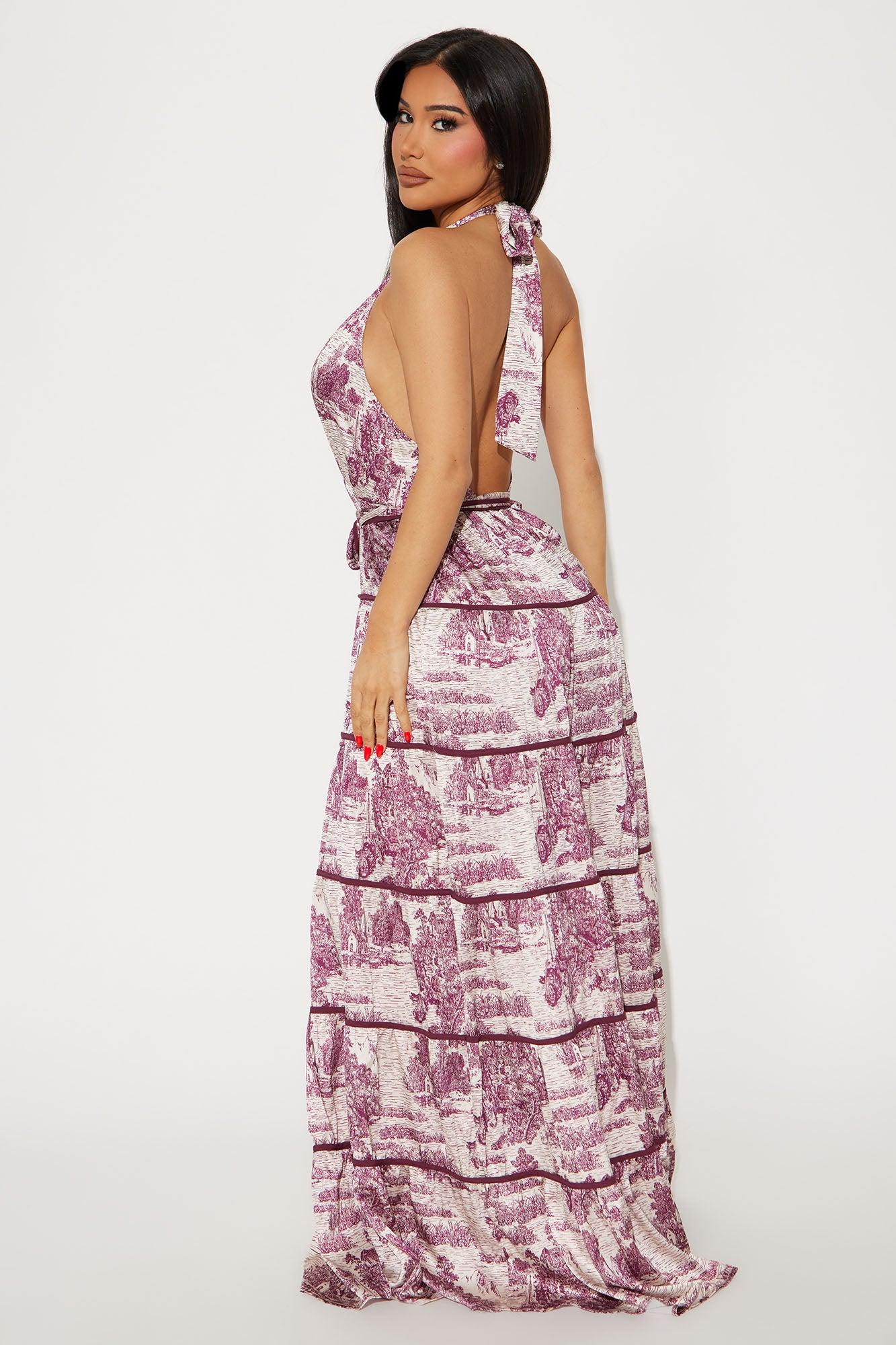 Scenic Satin Maxi Dress - Purple/combo Product Image