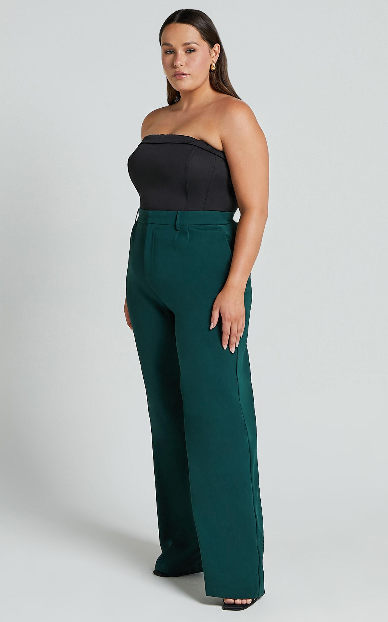 Lorcan Pants - High Waisted Tailored Pants in Forest Green Product Image