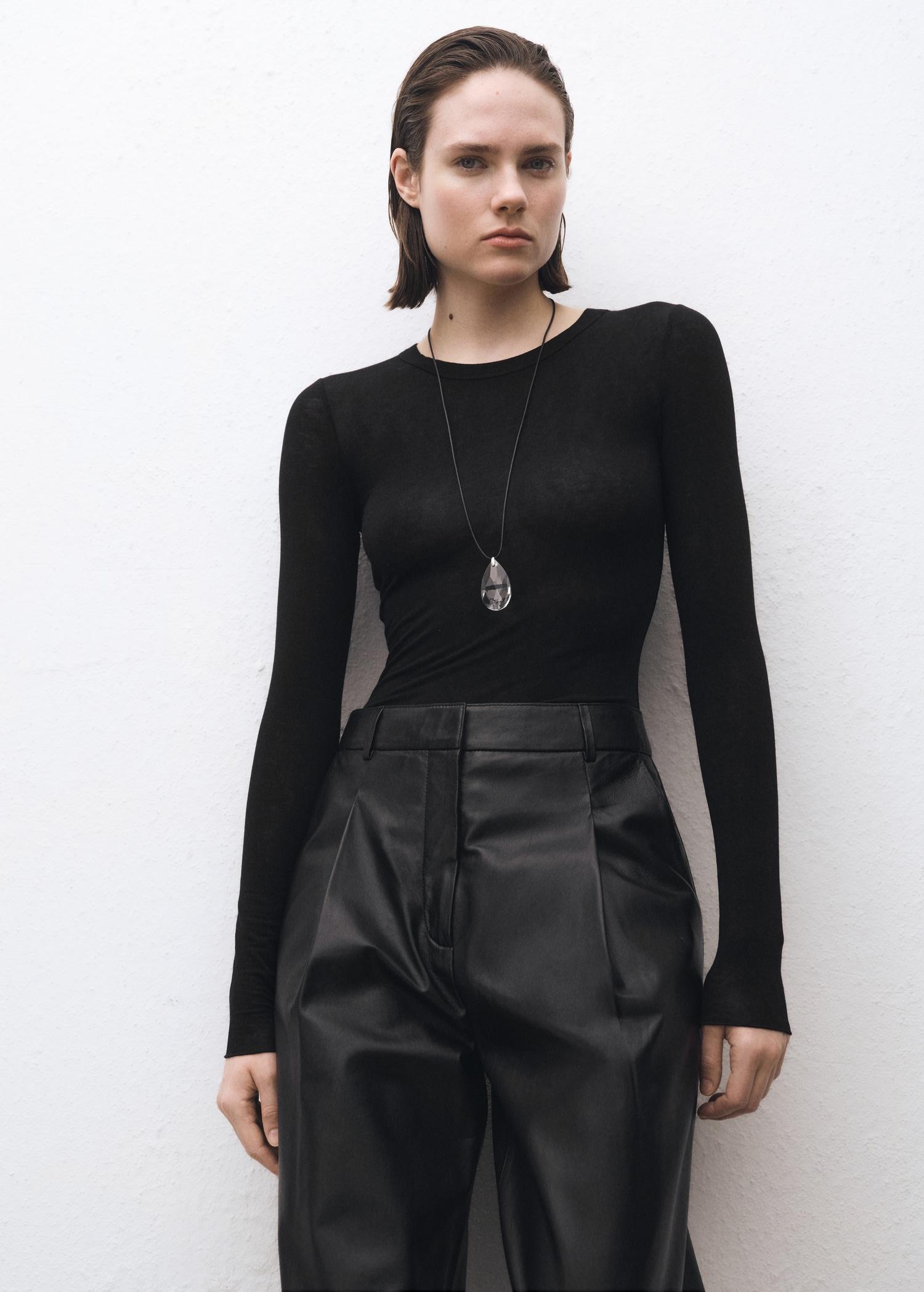 Long-sleeved wool-blend t-shirt - Women | MANGO USA Product Image