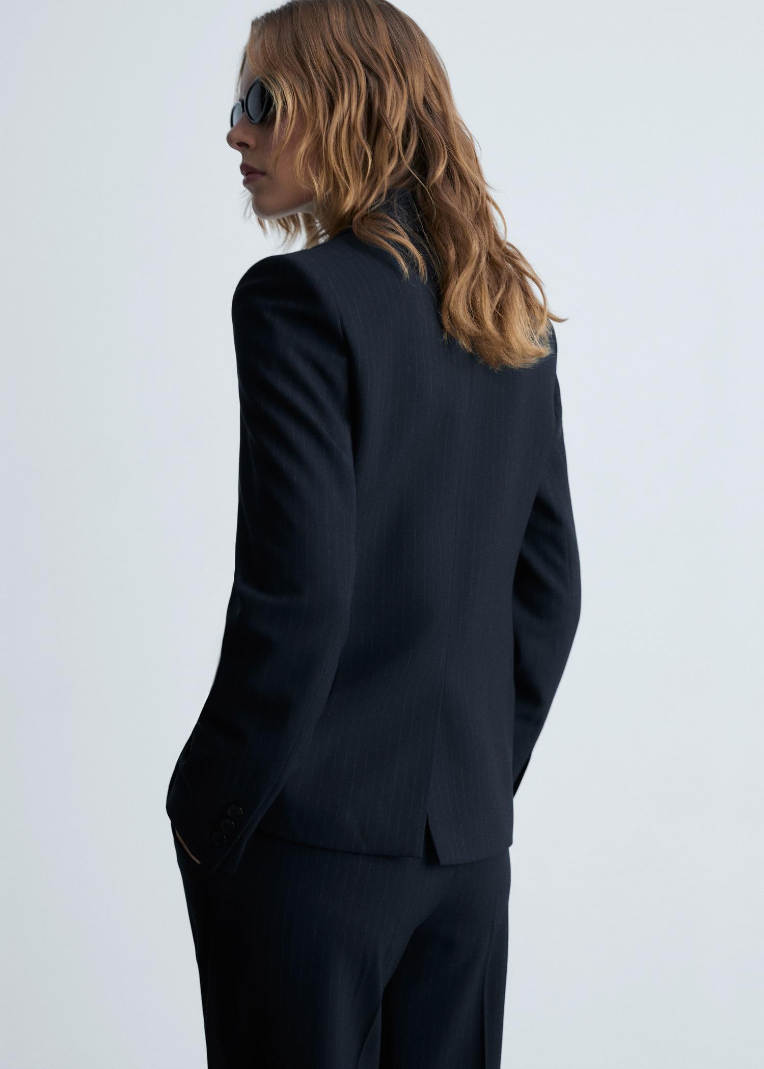 Pinstripe suit blazer - Women | MANGO USA Product Image