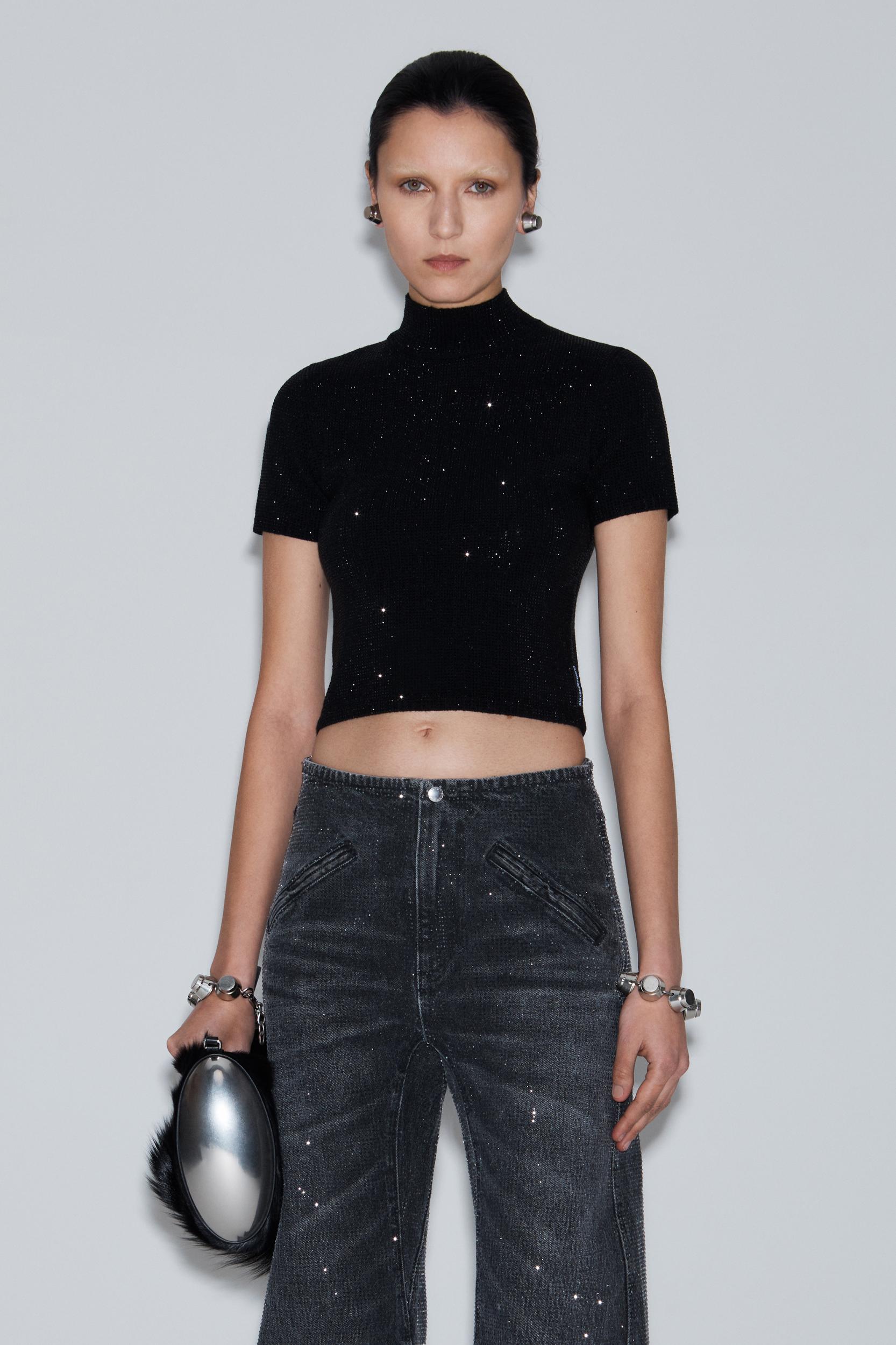 Crystal Hotfix Mock Neck Top Product Image